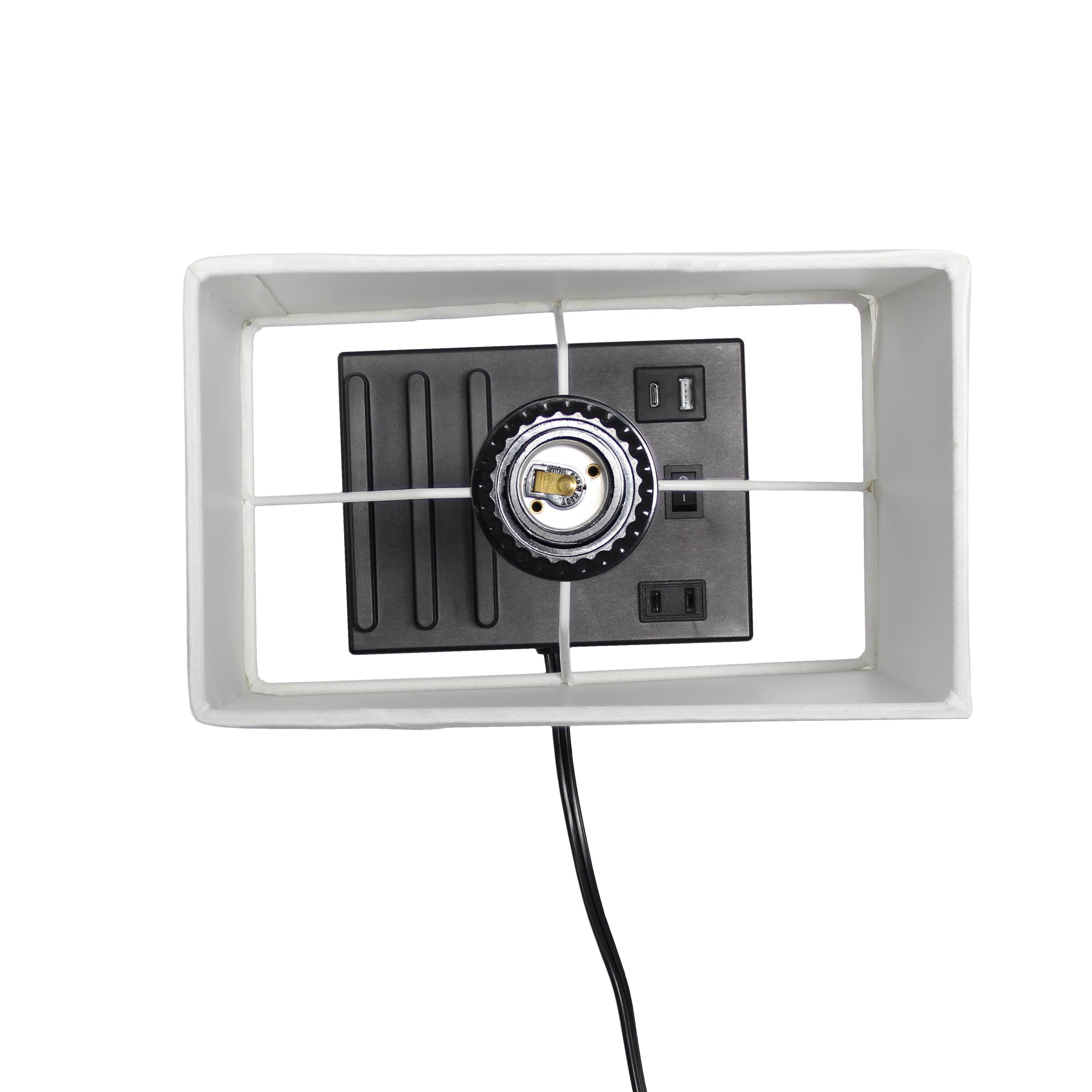 Simple Designs 15.3&#x22; Table Lamp with 2 USB Ports &#x26; Charging Outlet