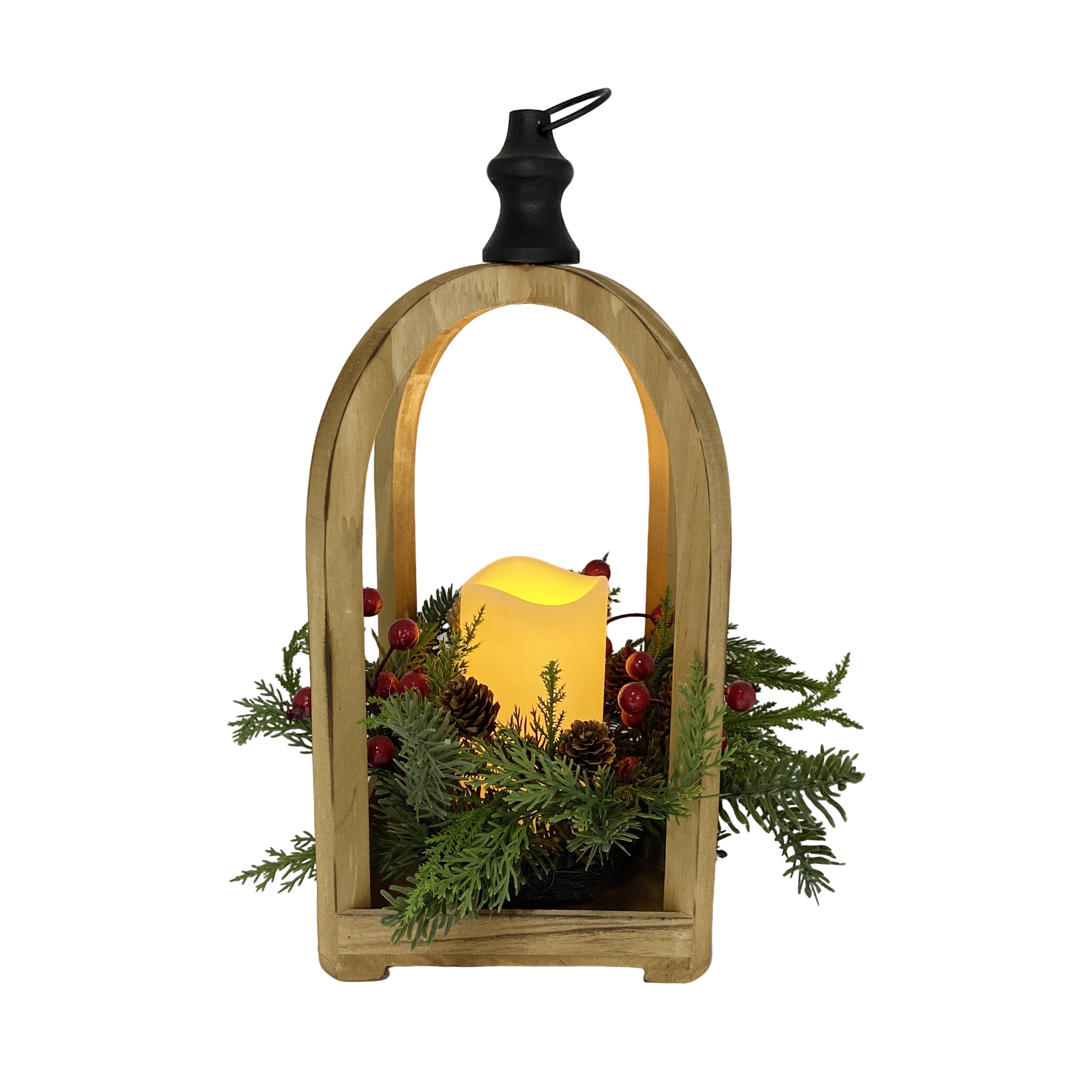 Pine & Foliage LED Pillar Lighted Lantern by Ashland®