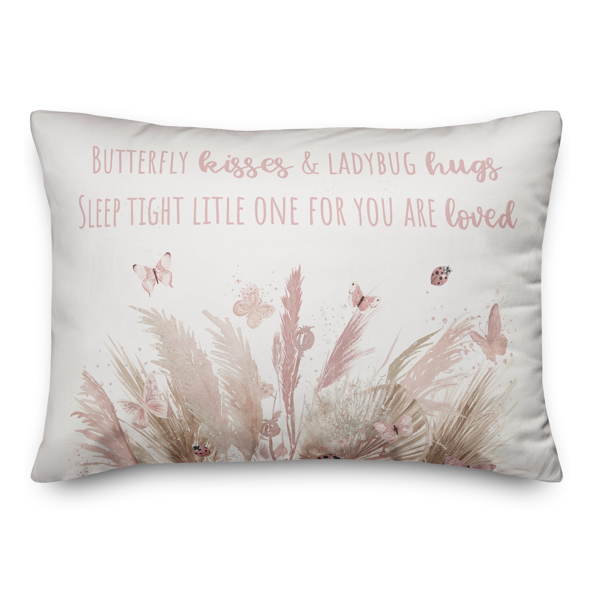 Butterfly Kisses And Ladybug Hugs 20" x 14" Throw Pillow