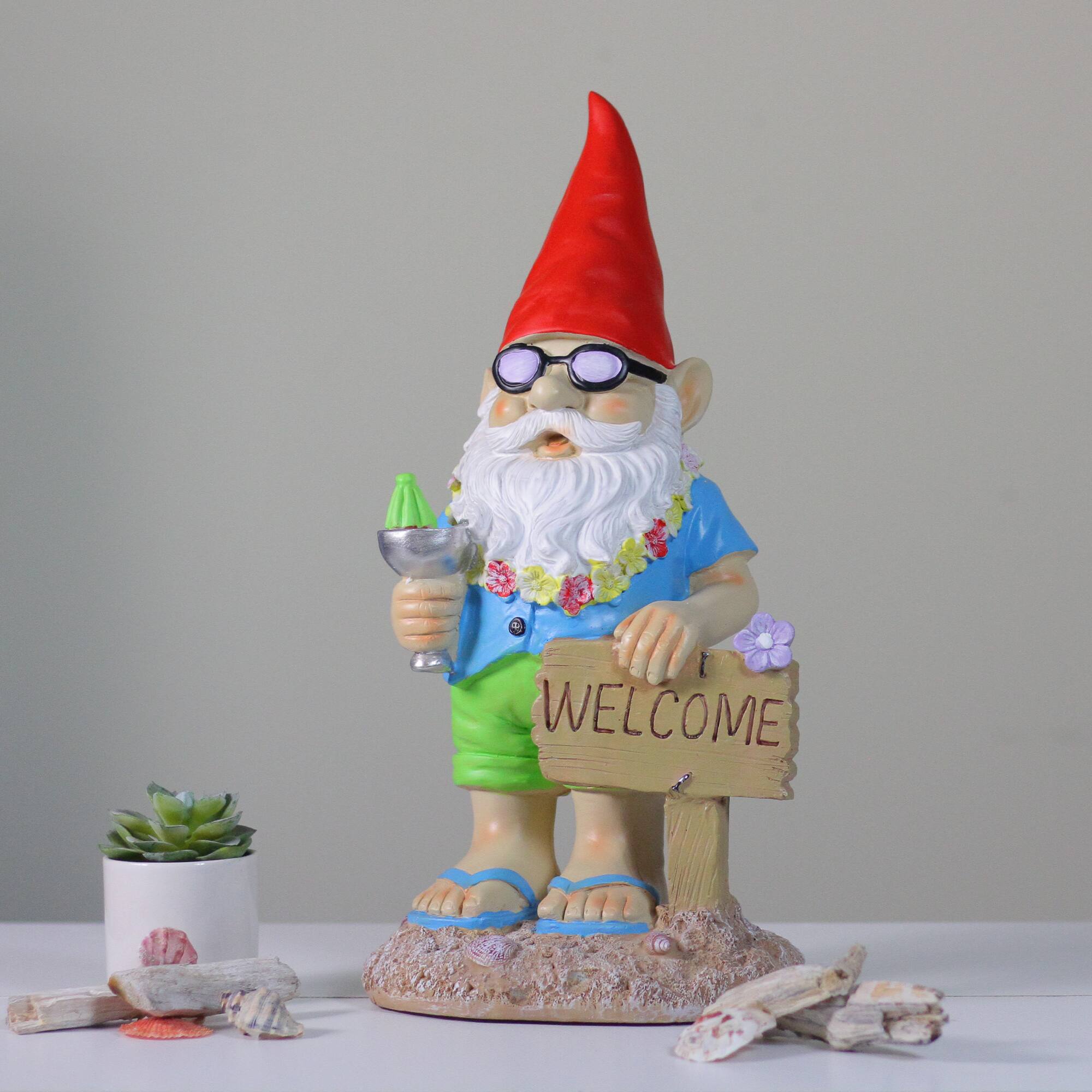 16" Summertime Welcome Gnome Outdoor Garden Statue