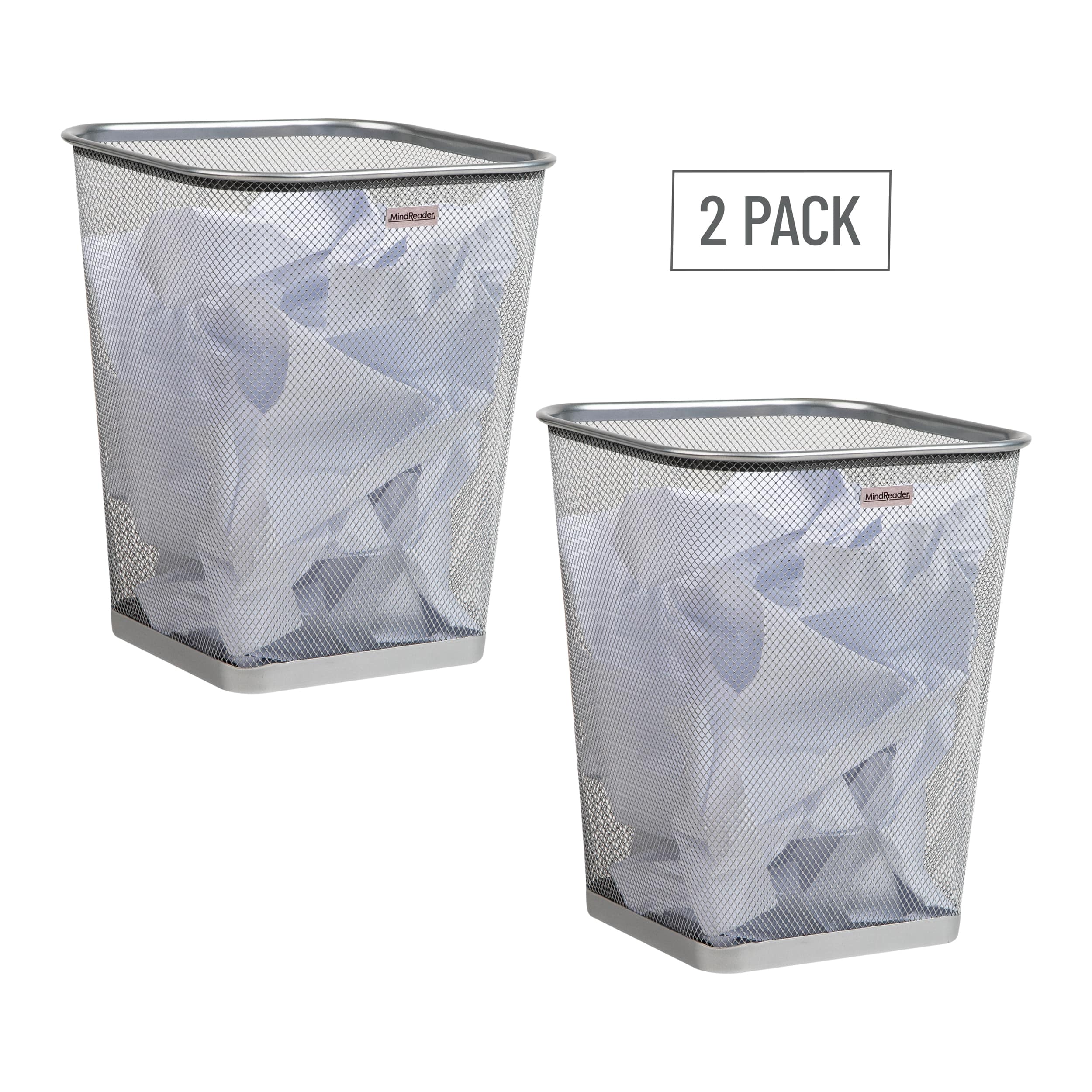 Mind Reader 2 Piece Square Metal Mesh Waste Basket Set