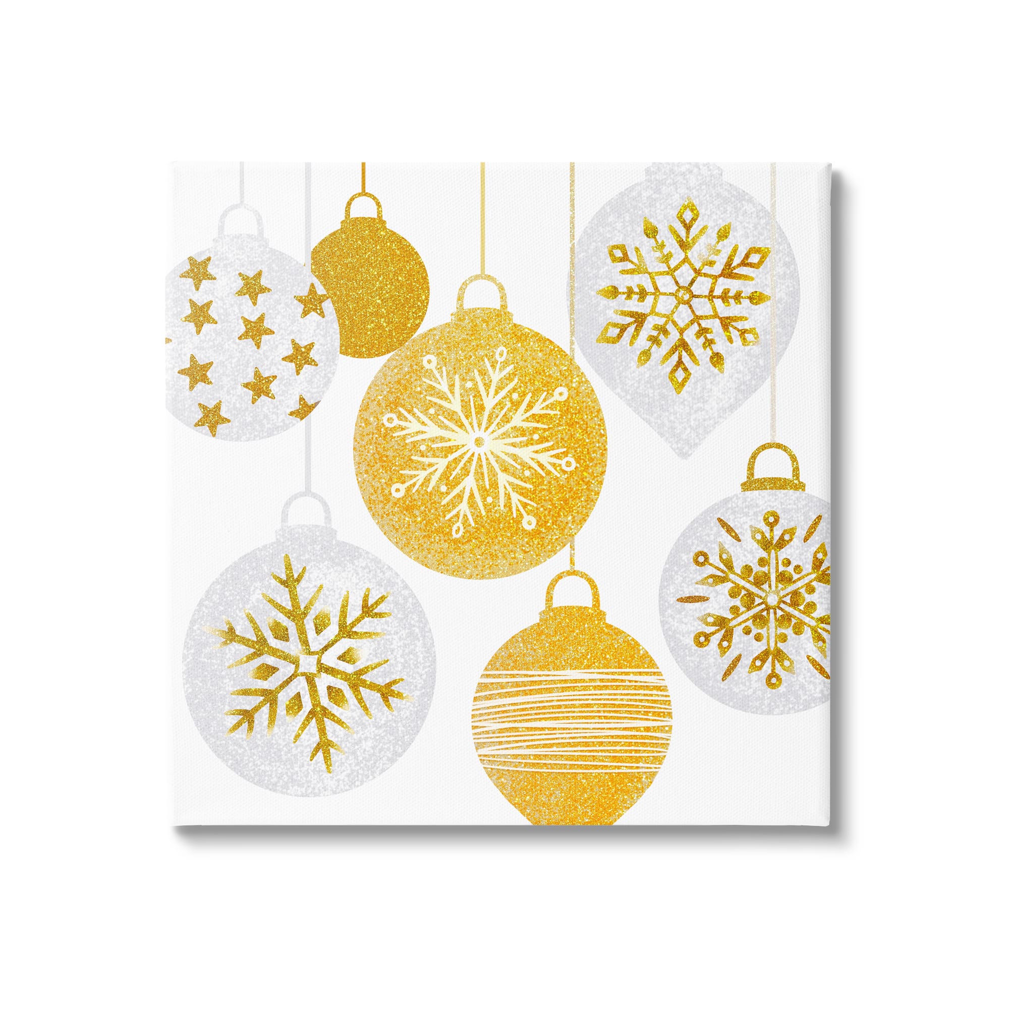 Stupell Industries Glimmering Hanging Christmas Baubles Canvas Wall Art