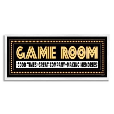 Stupell Industries Arcade Game Room Quote Vintage Style Sign Framed Giclee Art in White | 10" x 24" | Michaels&reg;
