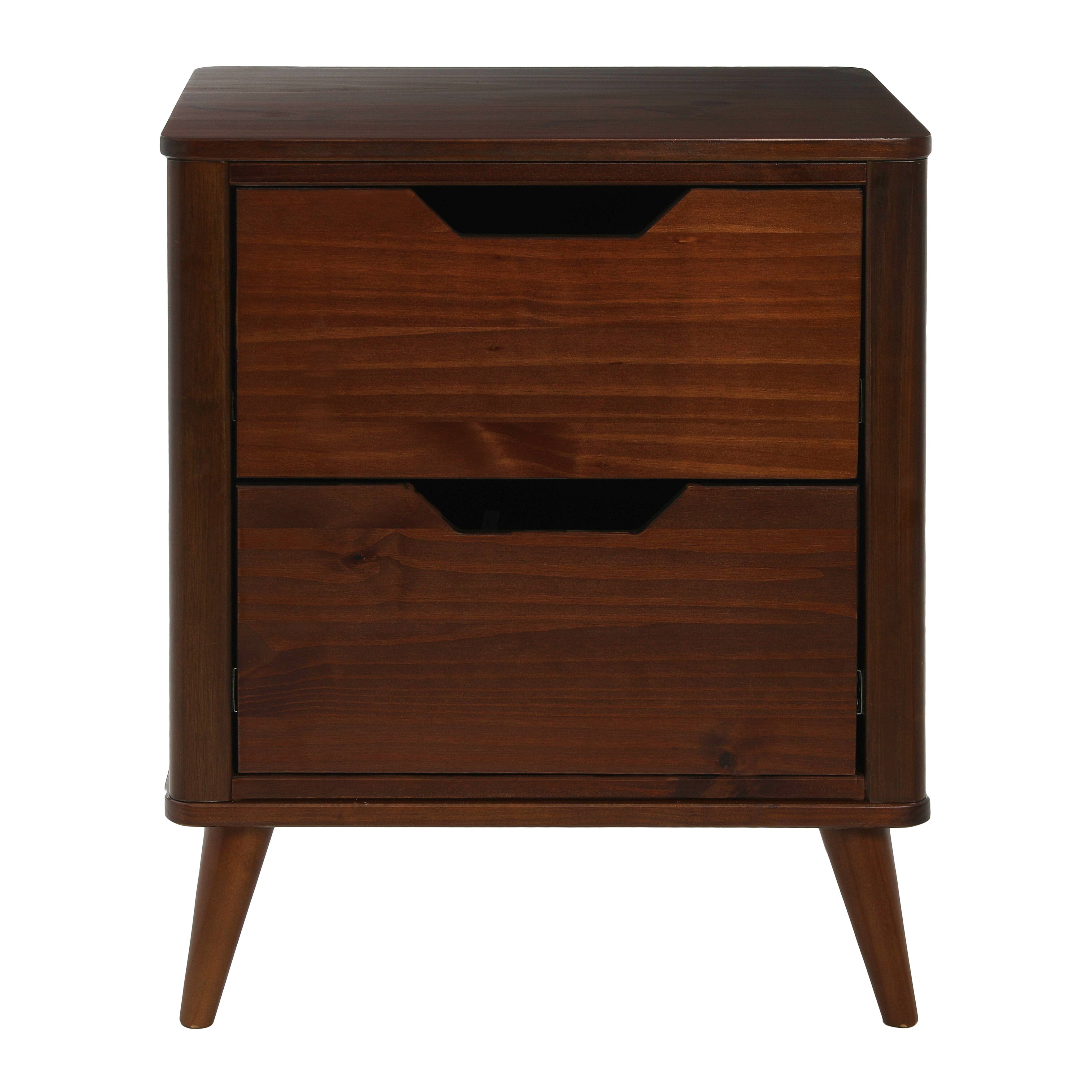 Hello Honey&#xAE; 26&#x22; Yume Mid Century Modern Solid Wood Nightstand with 2 Storage Drawers