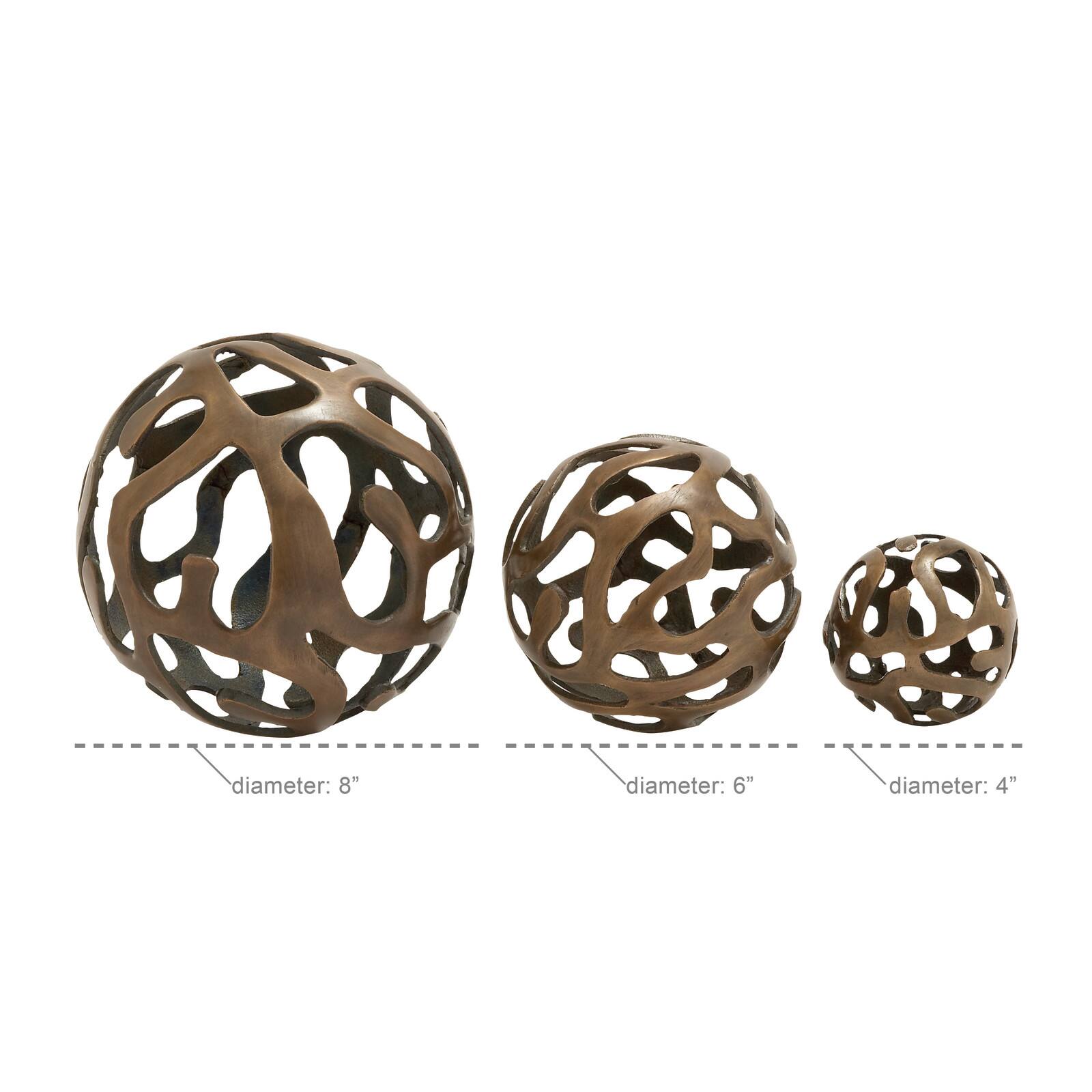 Brass Aluminum Contemporary Decorative Orbs Set