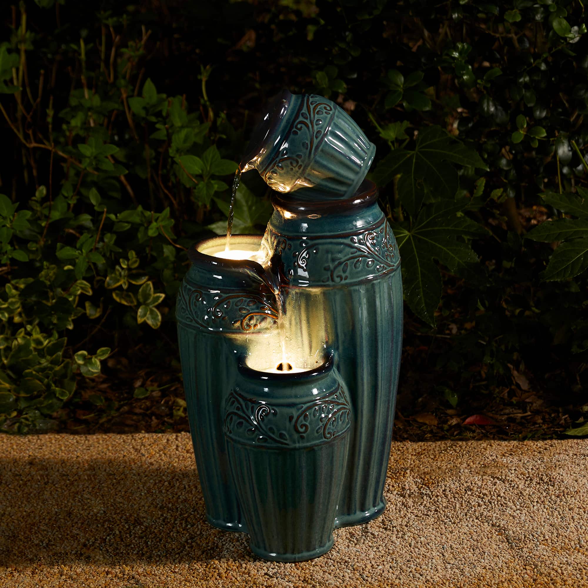 Glitzhome&#xAE; 27&#x22; 4-Tier LED Ceramic Fountain
