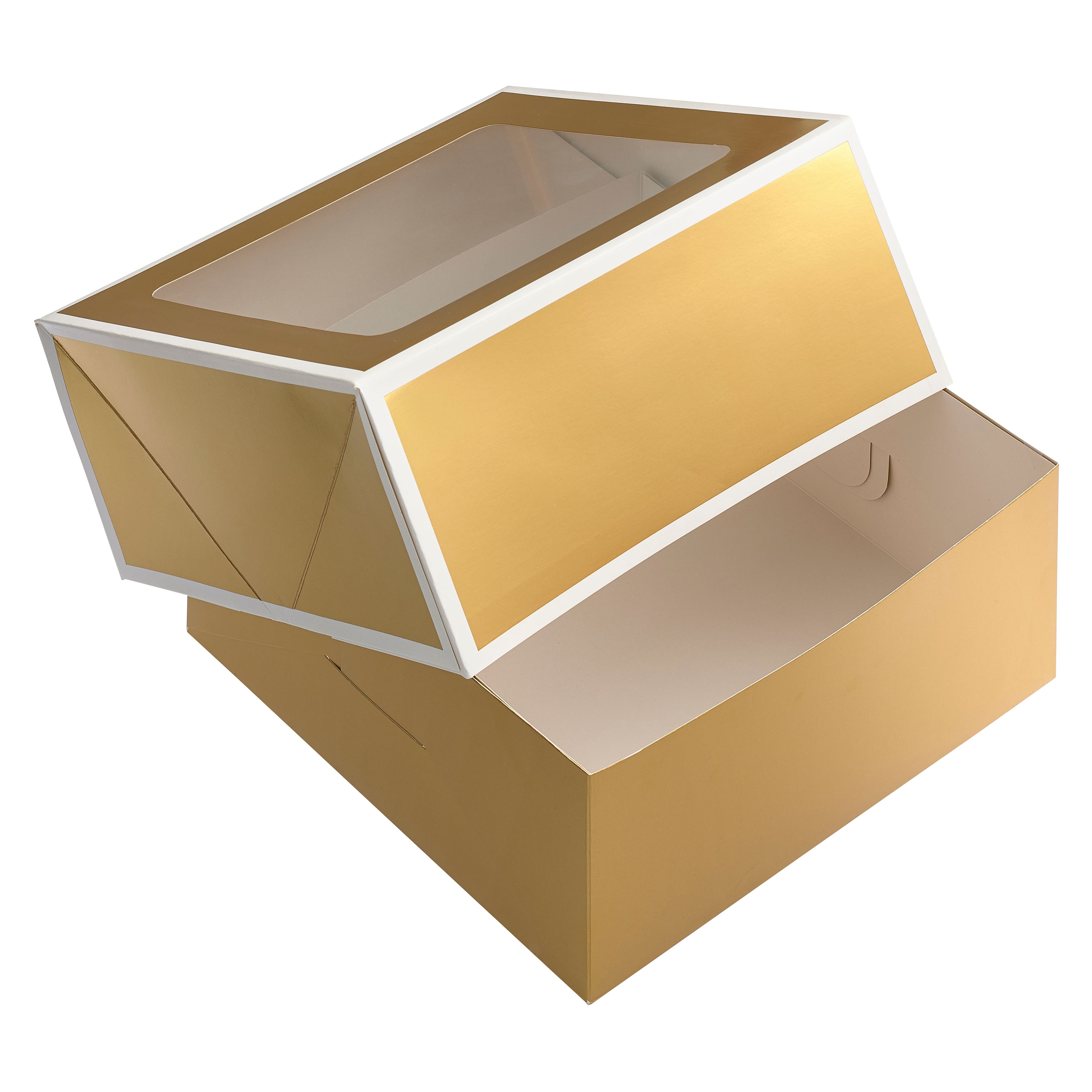 6 Packs: 3 ct. (18 total) Gold Treat Boxes with White Trim by Celebrate It&#xAE;