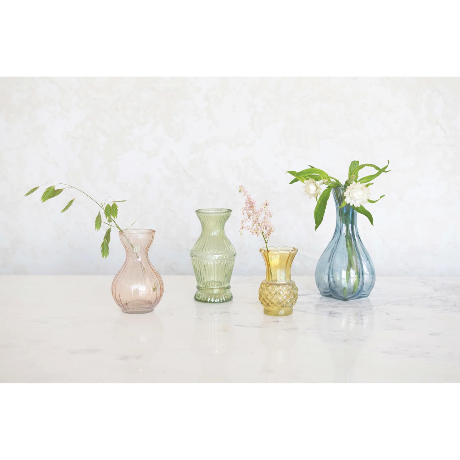 Debossed Colored Glass Vase Set