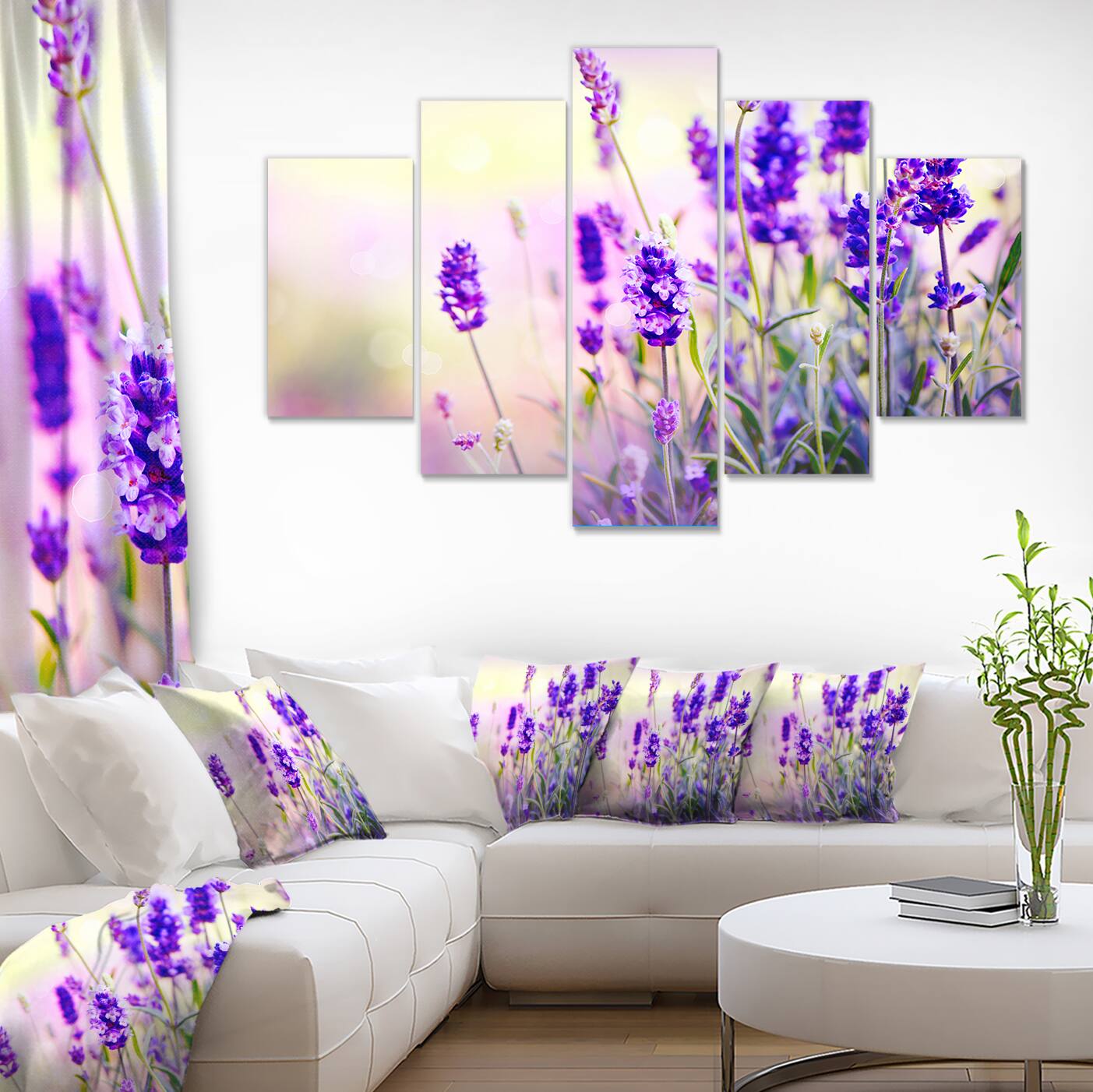 Designart - Purple Lavender Field - Large Floral Photography Canvas Art Print