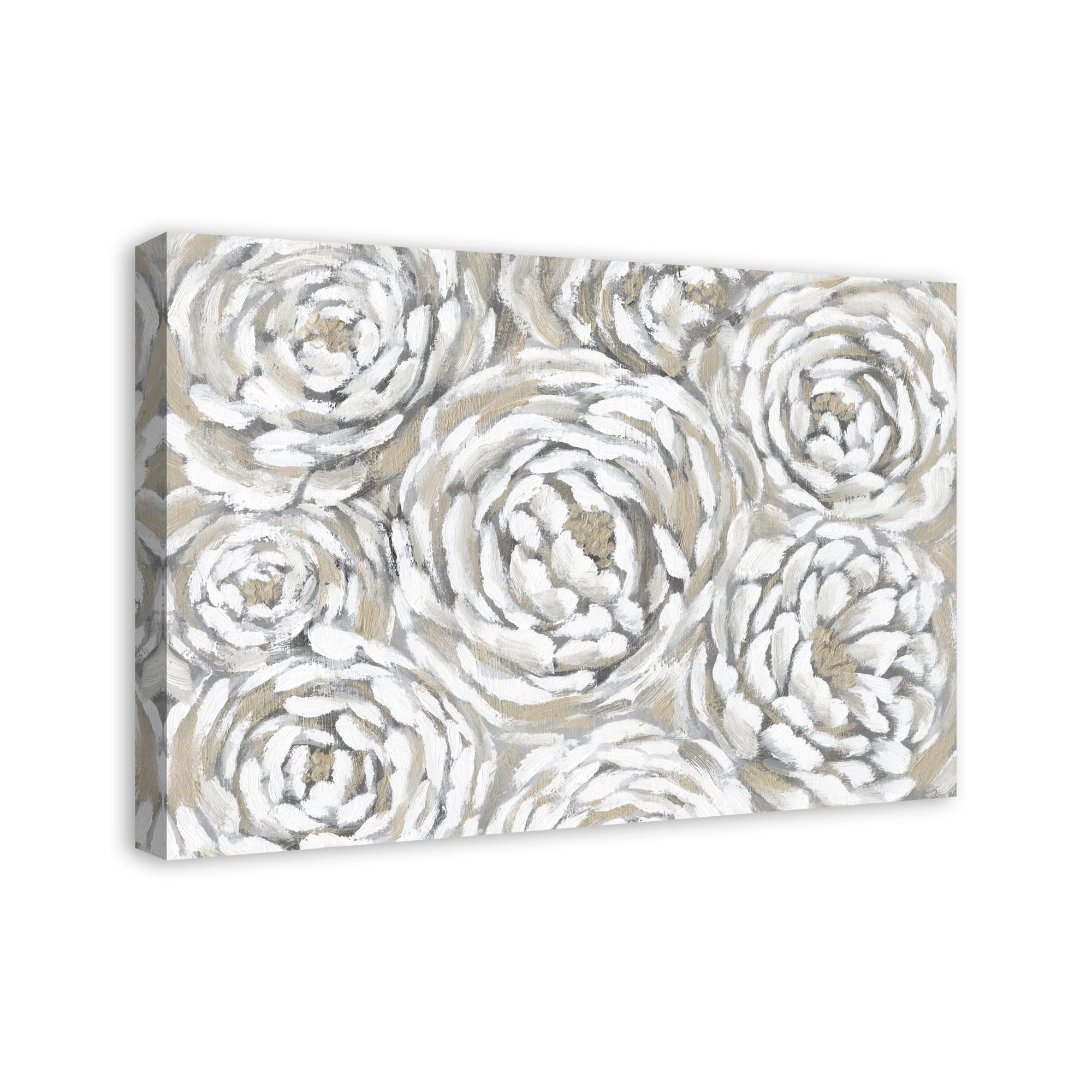 Cream &#x26; Gray Floral Canvas Wall Art