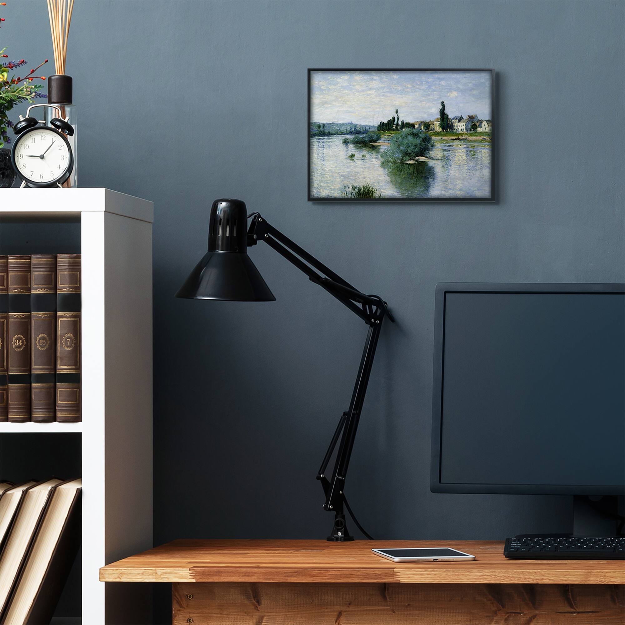 Stupell Industries Monet Classic Countryside Homes Lake Landscape Framed Wall Art