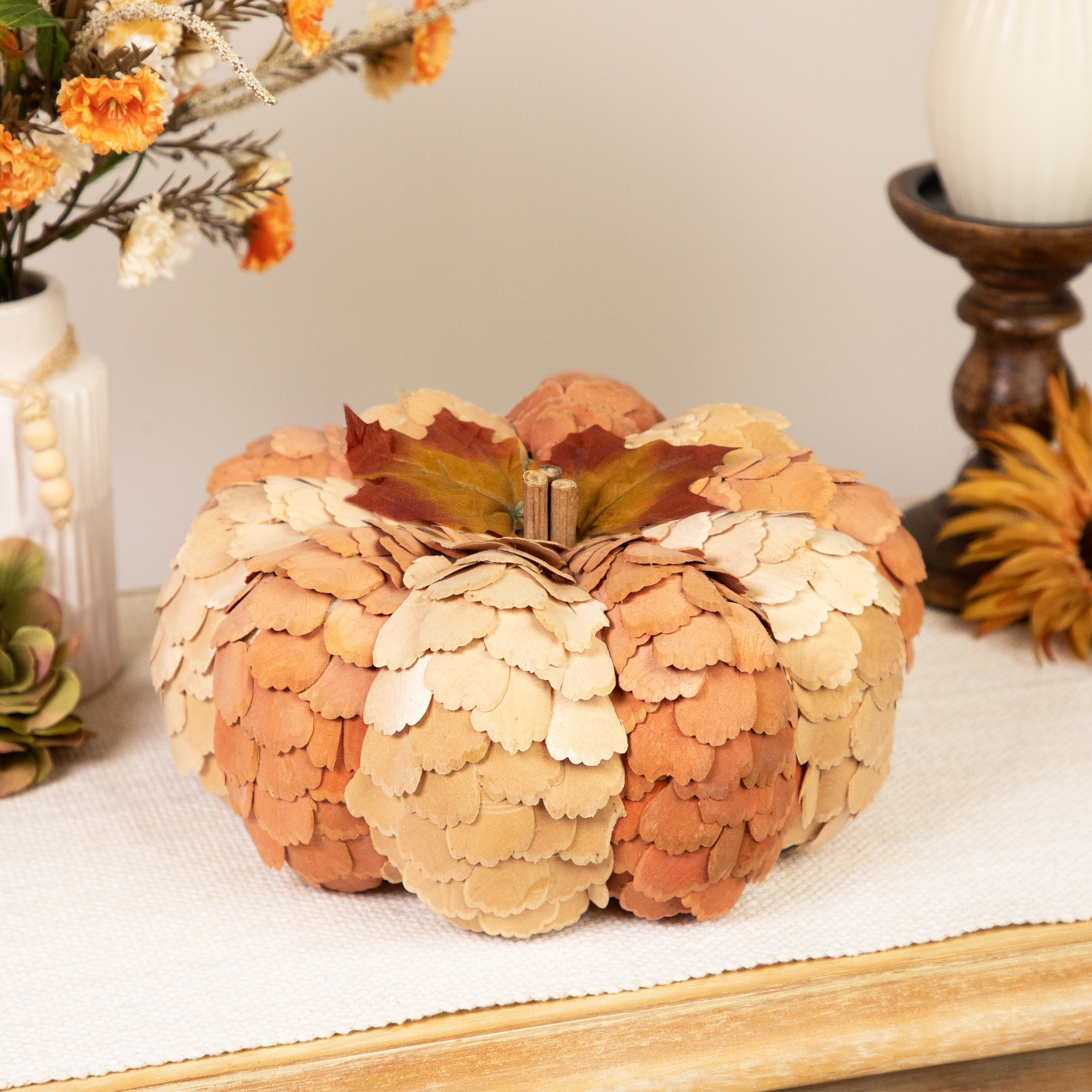 10" Brown & Orange Autumn Harvest Tabletop Pumpkin