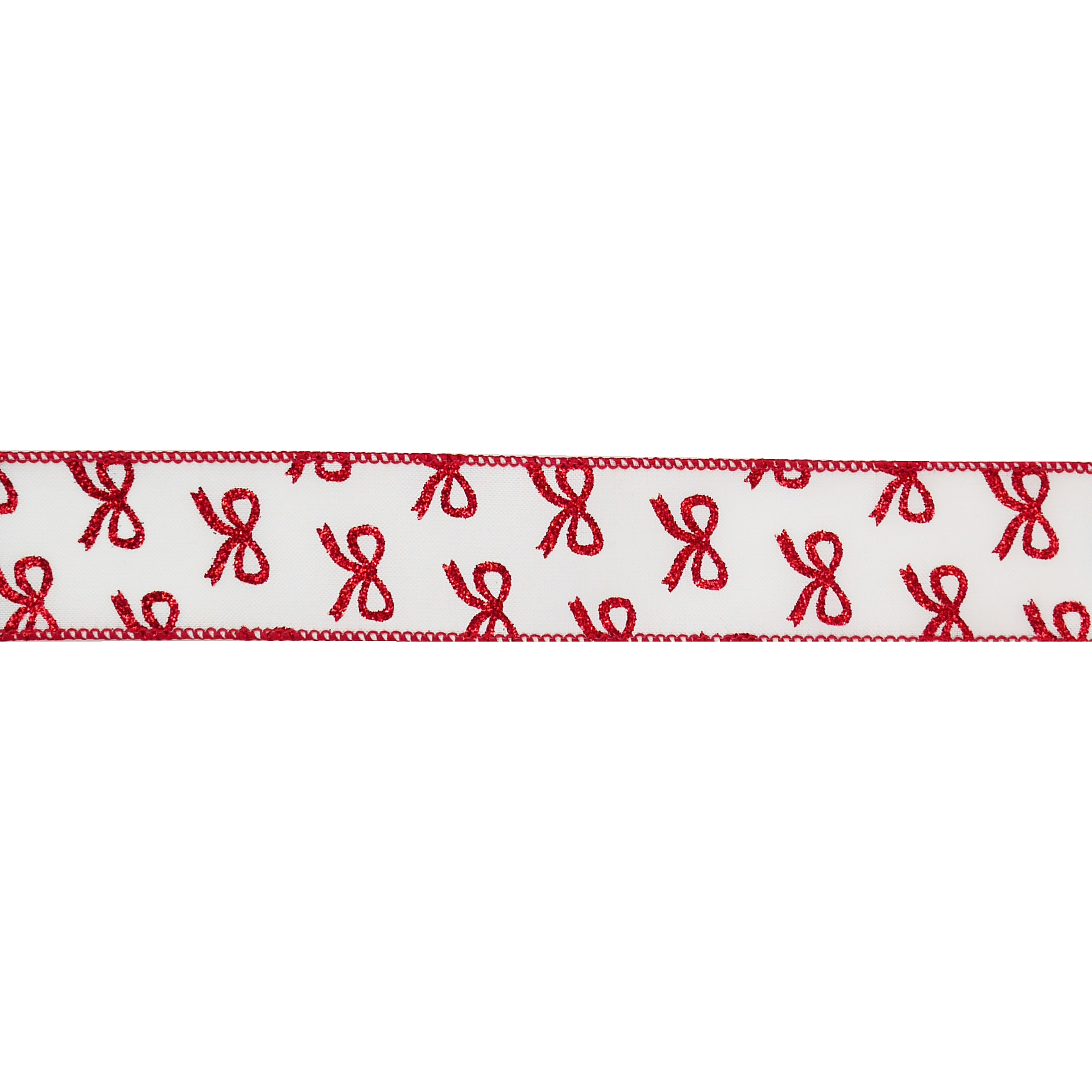 1.5&#x22; x 30ft. Red Glitter Bows Wired Ribbon by Celebrate It&#xAE;