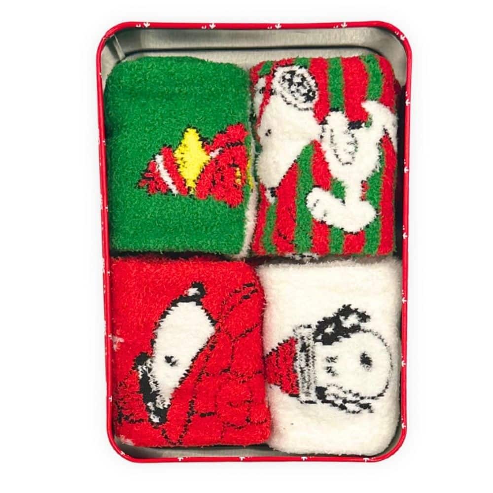 Peanuts® 4 Pack Cozy Socks in Christmas Gift Tin