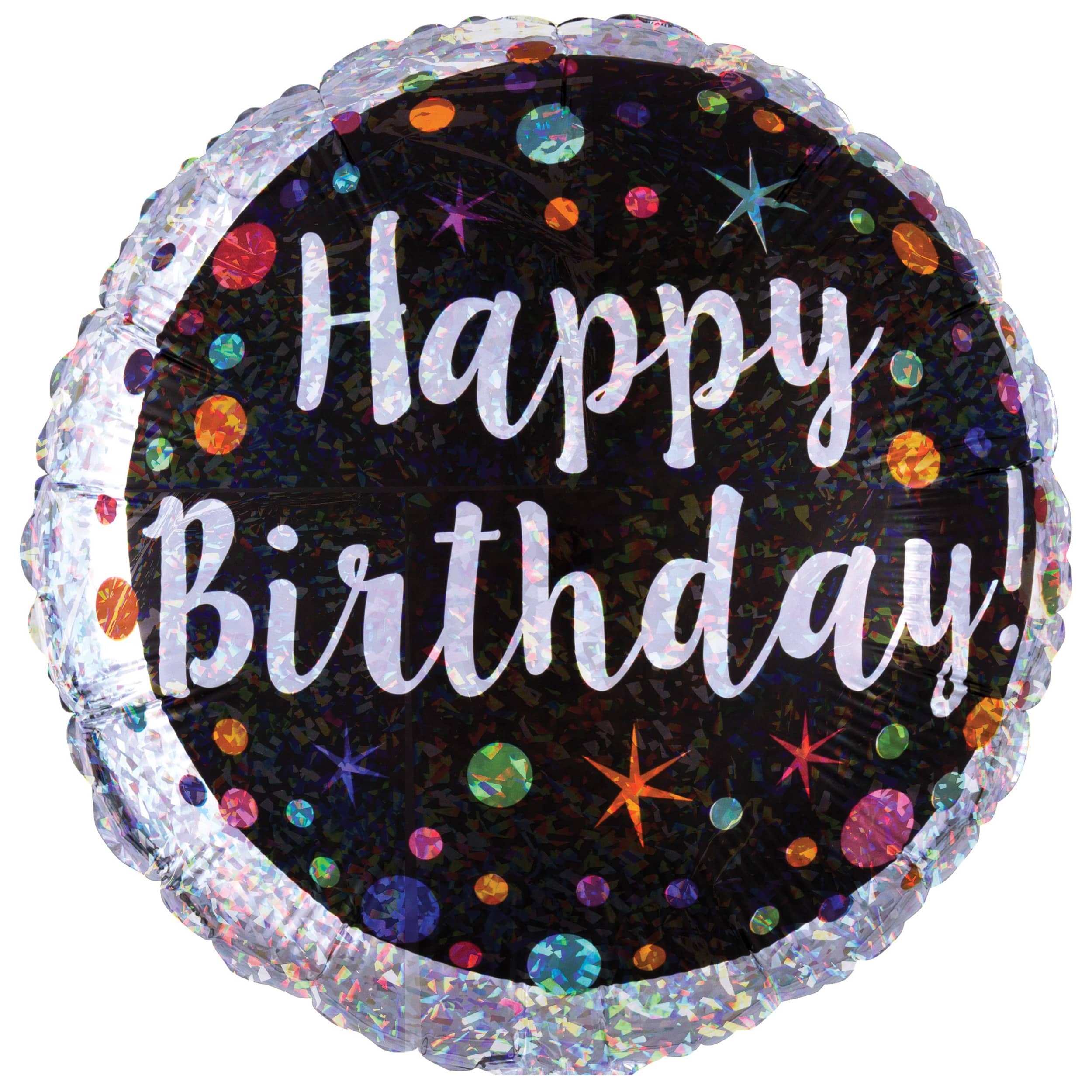 18" Polka Dot Birthday Holographic Foil Balloon