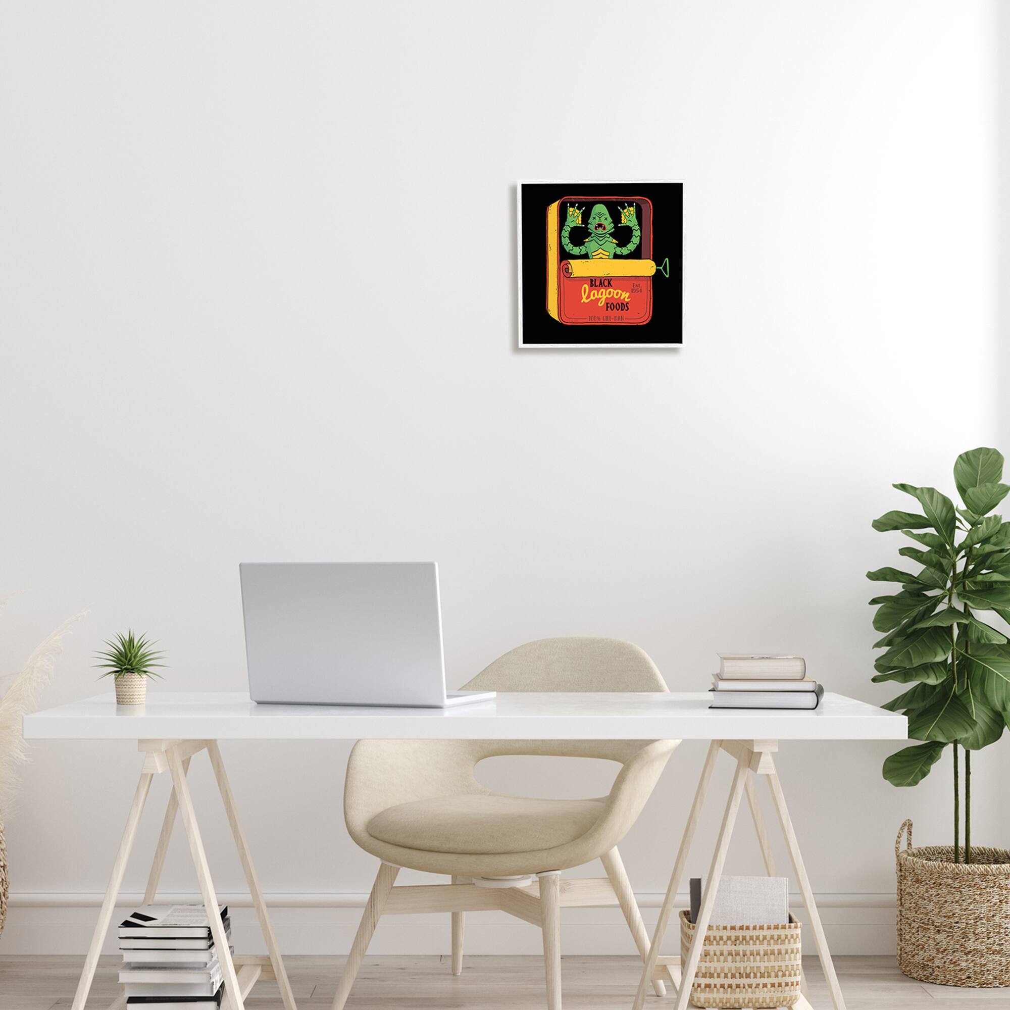 Stupell Industries Black Lagoon Creature Novelty Tuna Can Design Framed Giclee Art