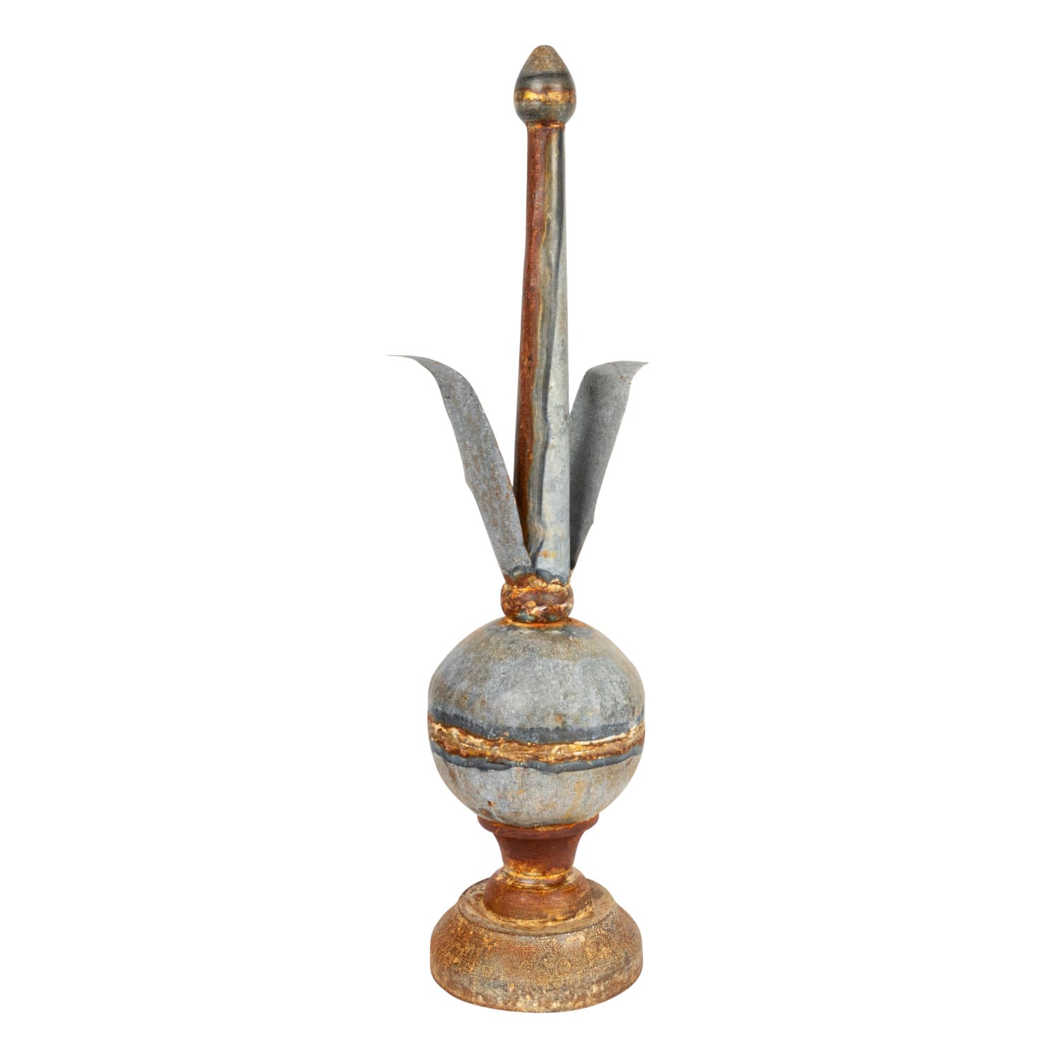 Hello Honey® 25" Distressed Zinc Finish Metal Finial Spindle Décor