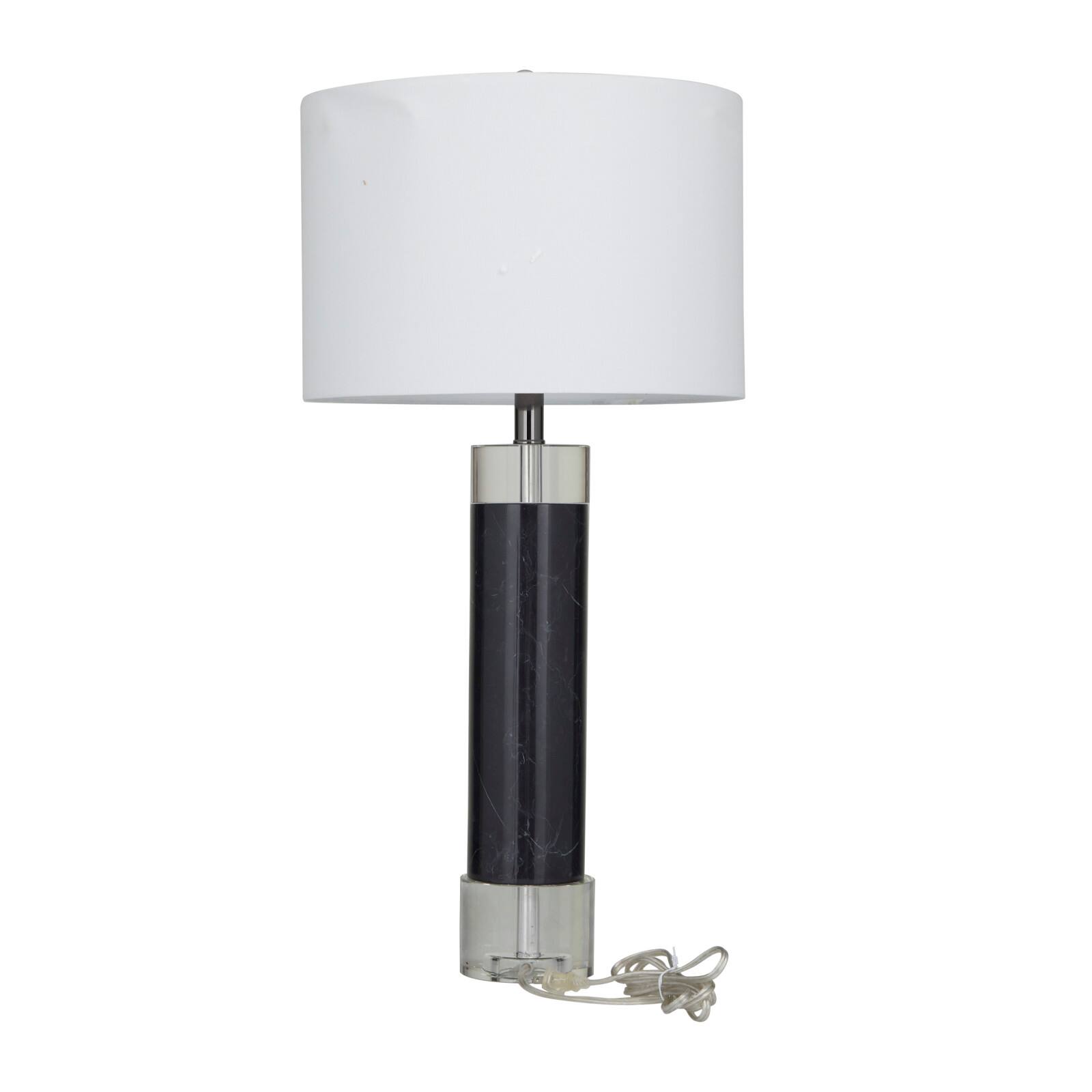 Marble Slender Stand Table Lamp with Drum Shade 15" x 15" x 29