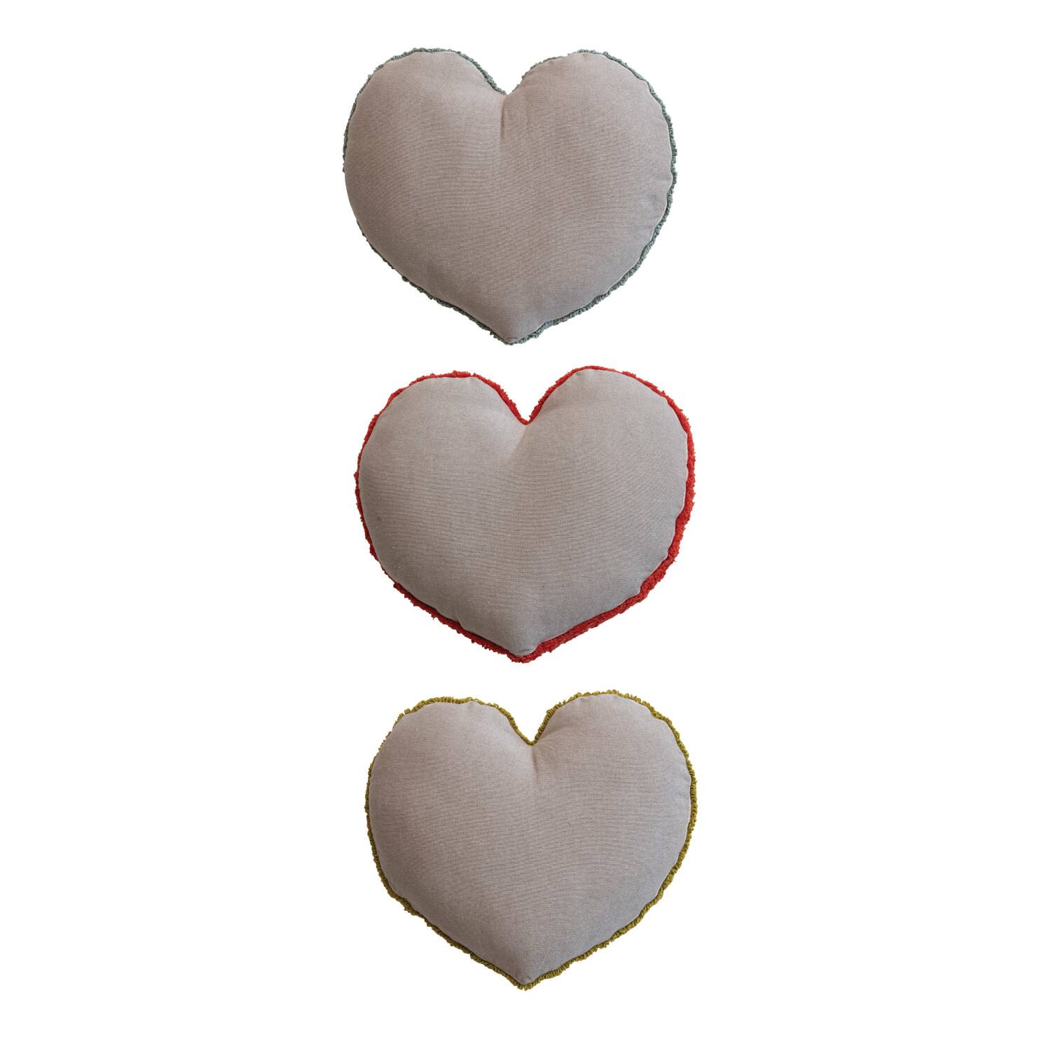 Hello Honey&#xAE; Red, Yellow &#x26; Blue Cotton Tufted Heart Pillow Set