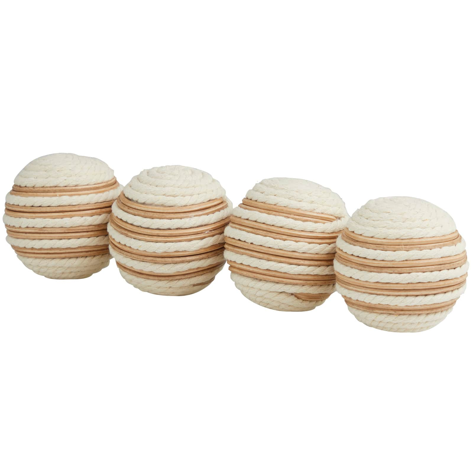 White Striped Handmade Jute Orbs &#x26; Vase Filler Set