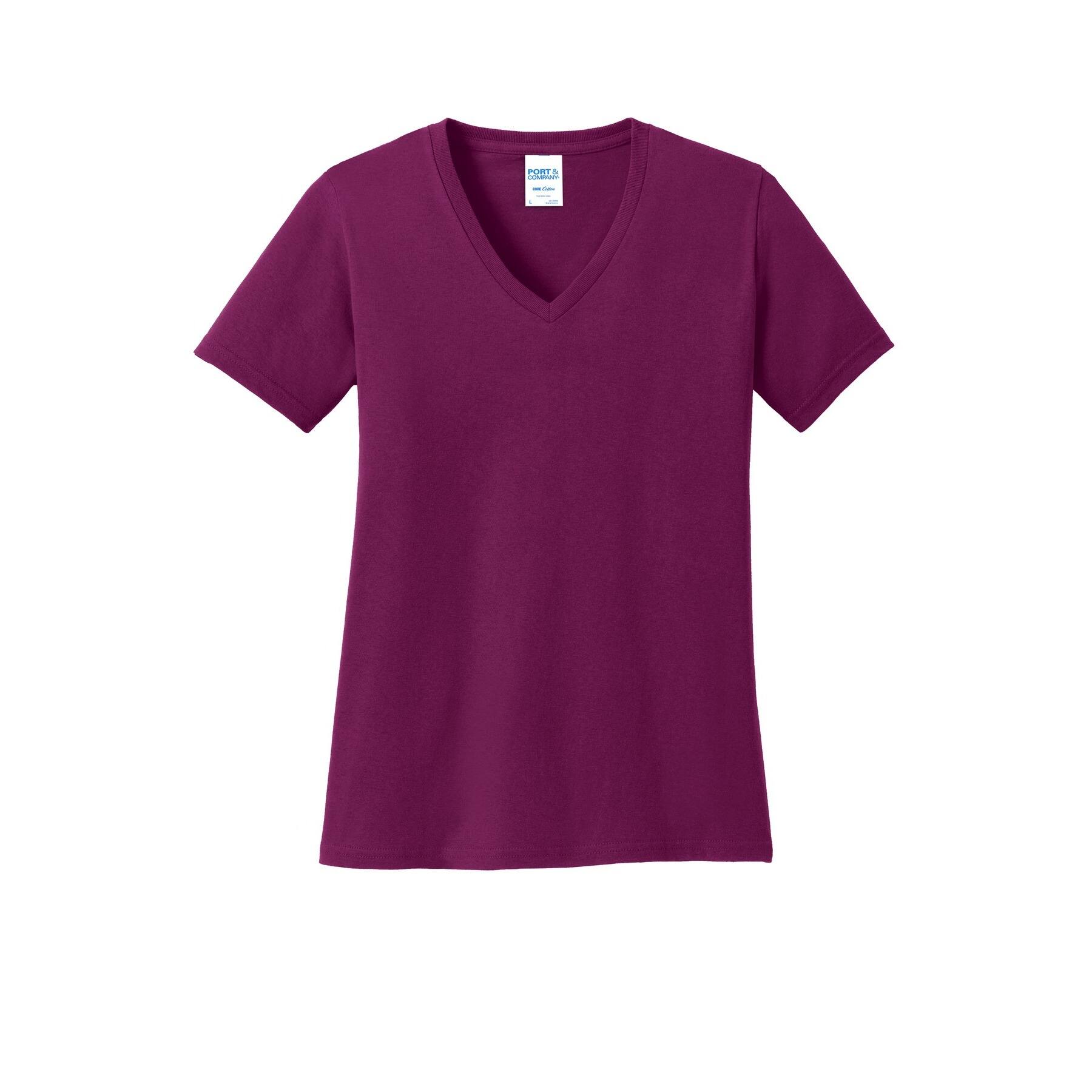 Port & Company® Brights Core Cotton V-Neck Ladies T-Shirt
