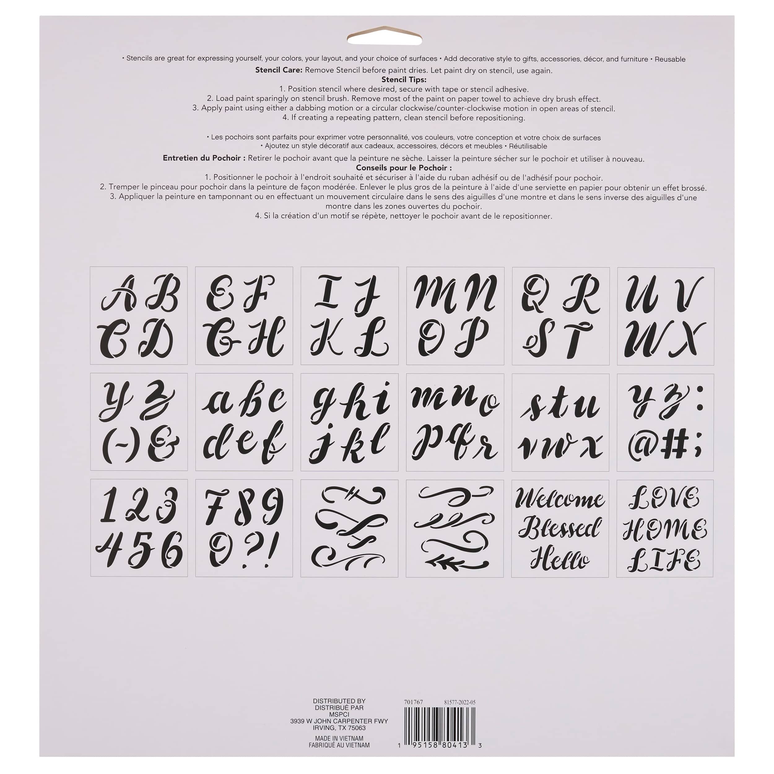Alphabet Handlettered Script Stencils, 12&#x22; x 12&#x22; by Craft Smart&#xAE;
