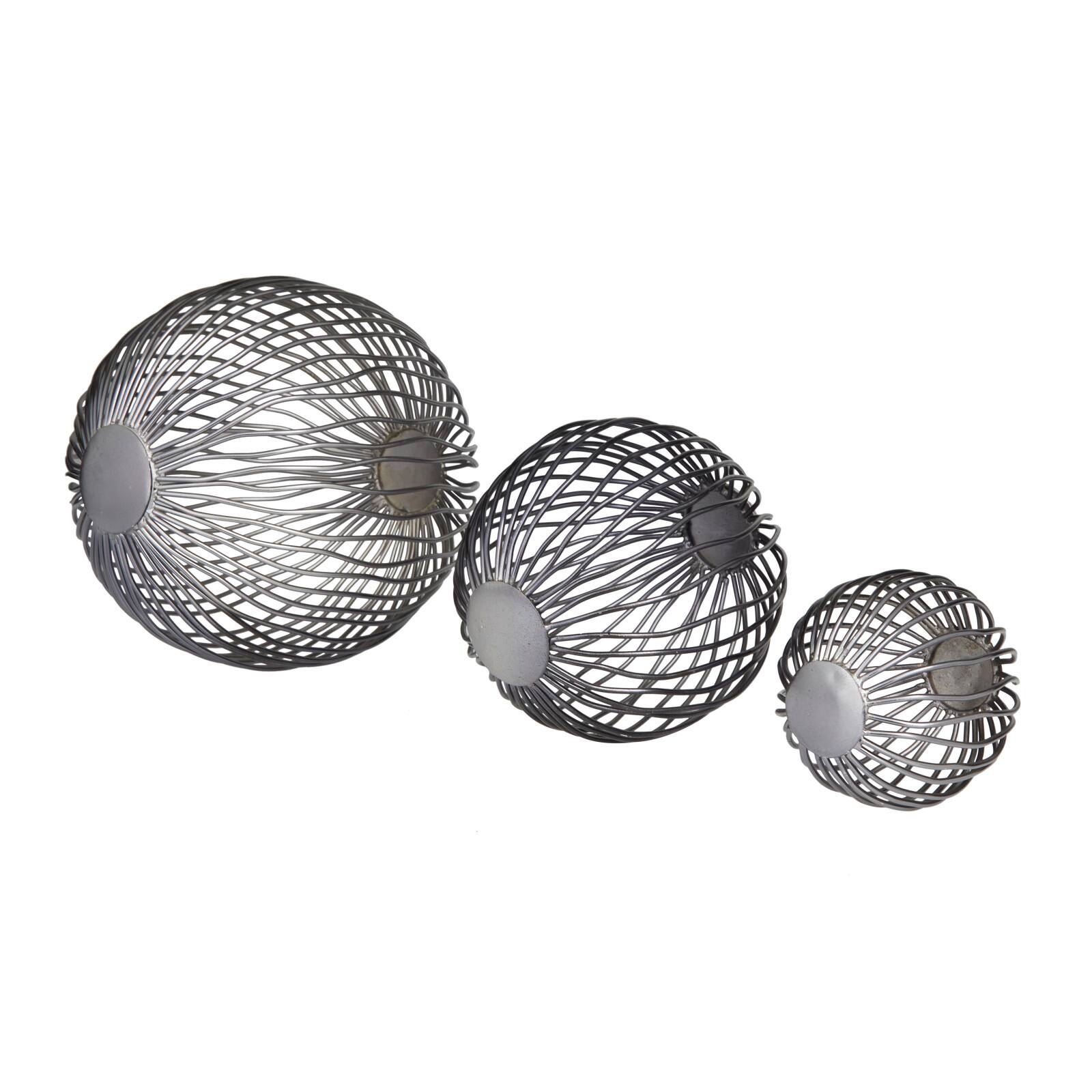 Grey Metal Contemporary Geometric Sculpture, Set of 3" 8", 6", 4"