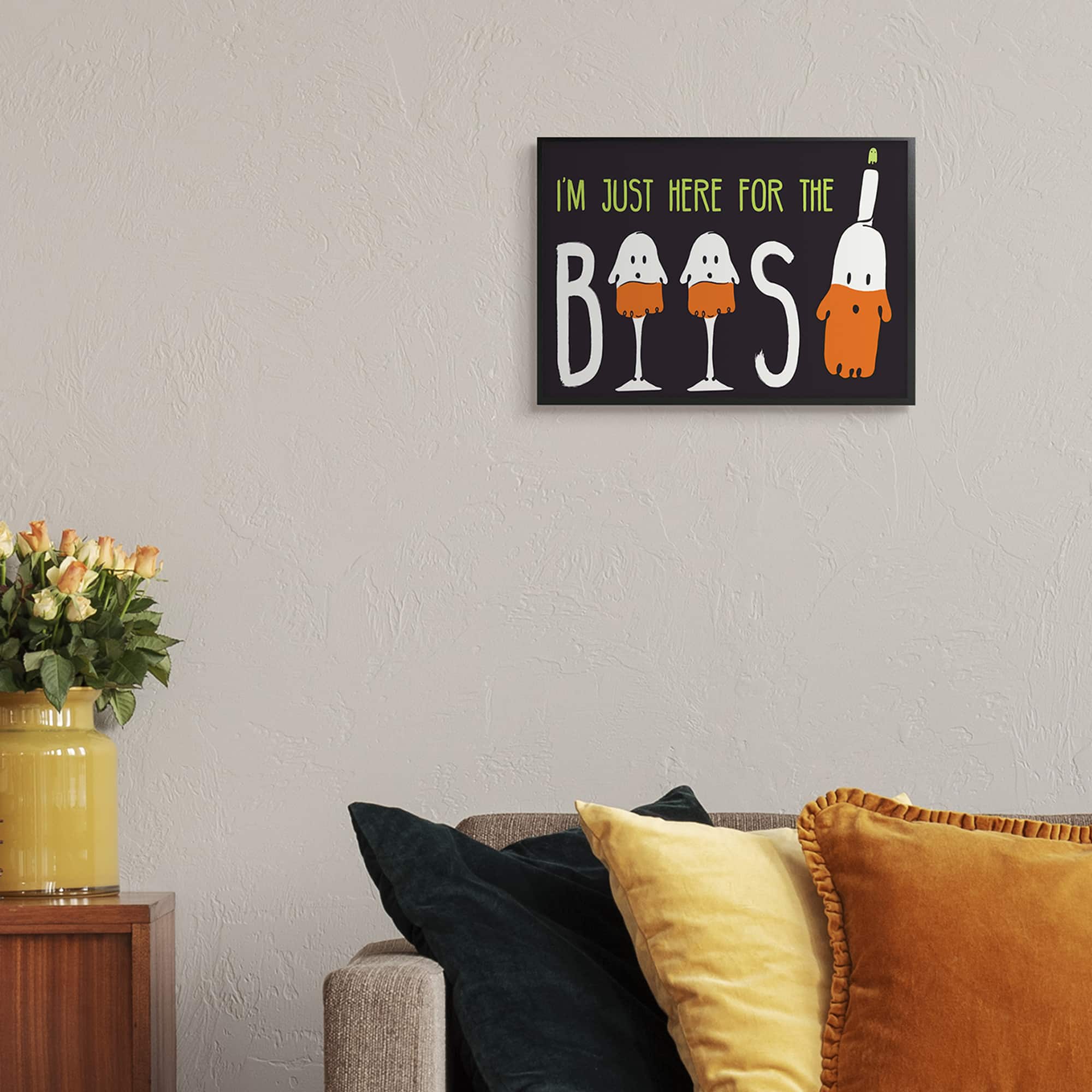 Stupell Industries Here for the Boos Phrase Halloween Ghost Pun Framed Wall Art