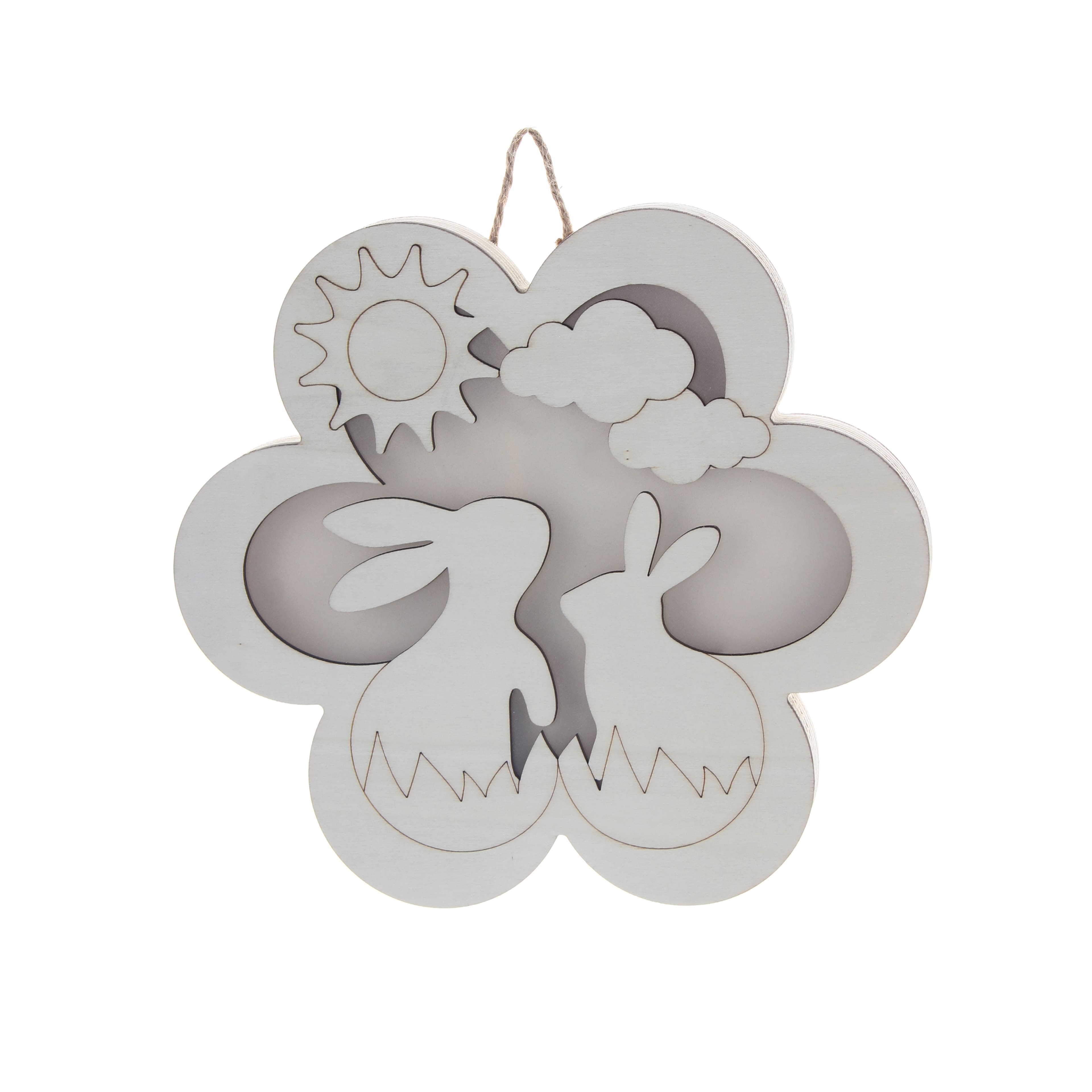 10&#x22; Bunny Flower DIY LED Plywood D&#xE9;cor by Make Market&#xAE;