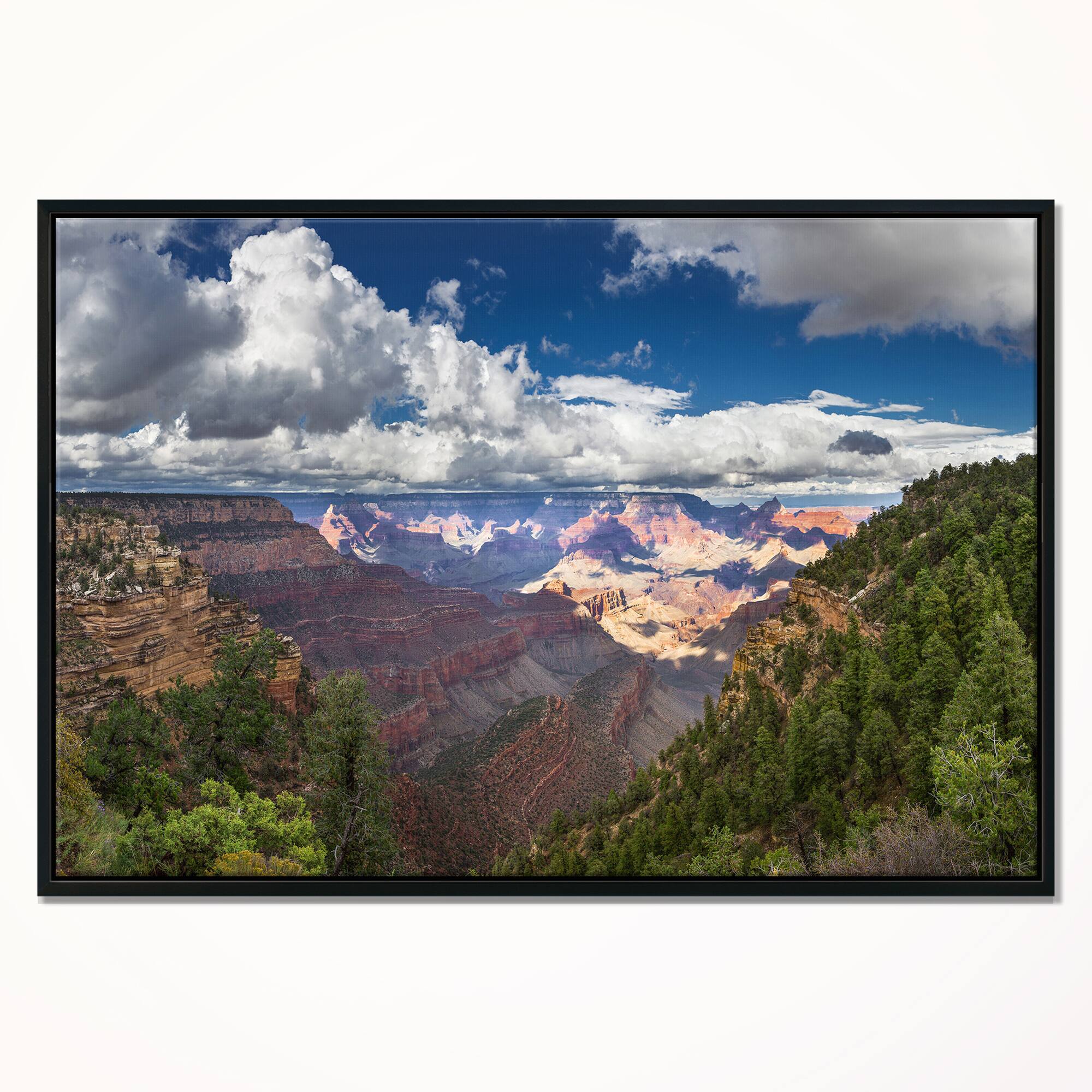 Designart - US Grand Canyon in Colorado River - Landscape Canvas Art Print in Black Frame