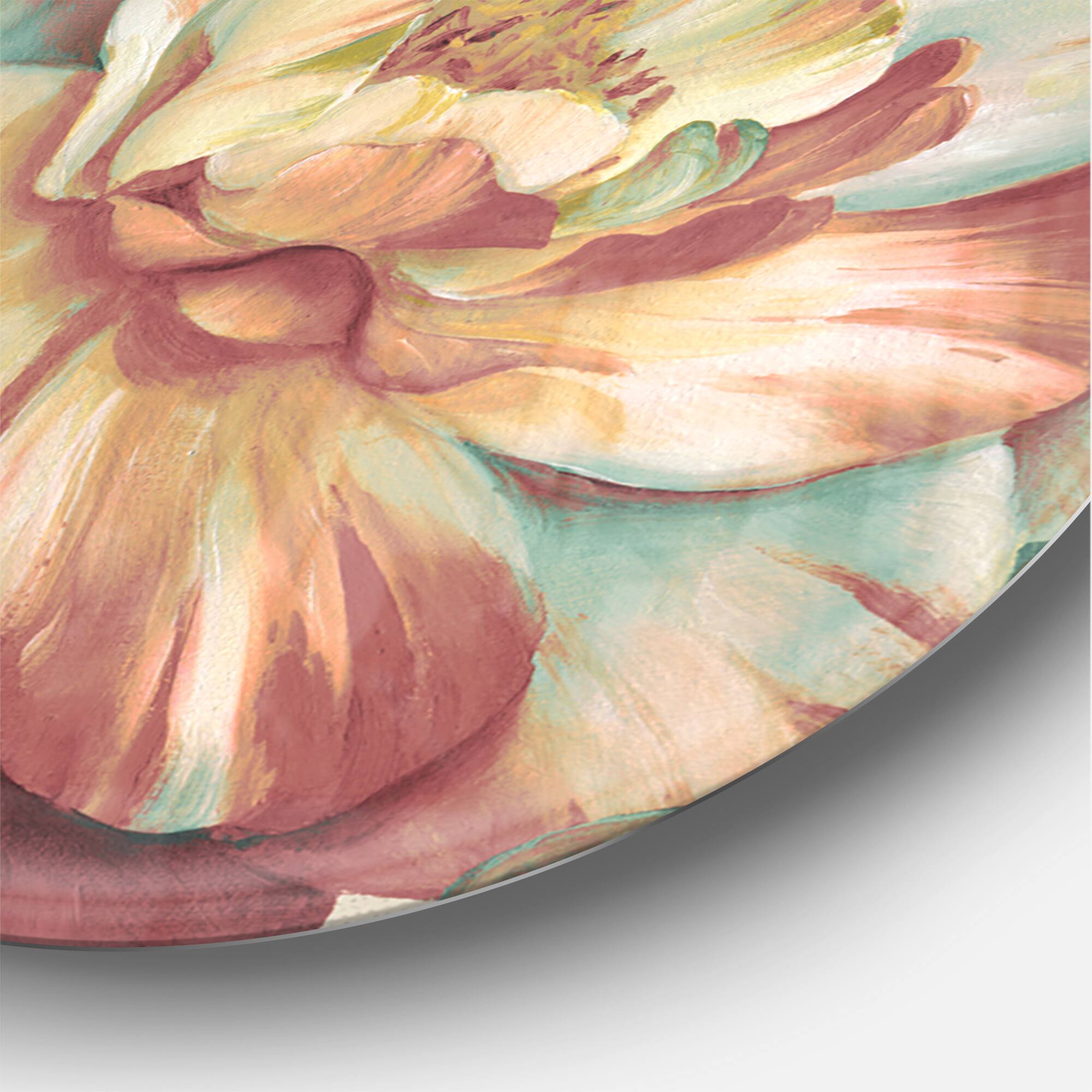 Designart - Romantic Dark Rose Blossing Flowers - Shabby Chic Metal Circle Wall Art