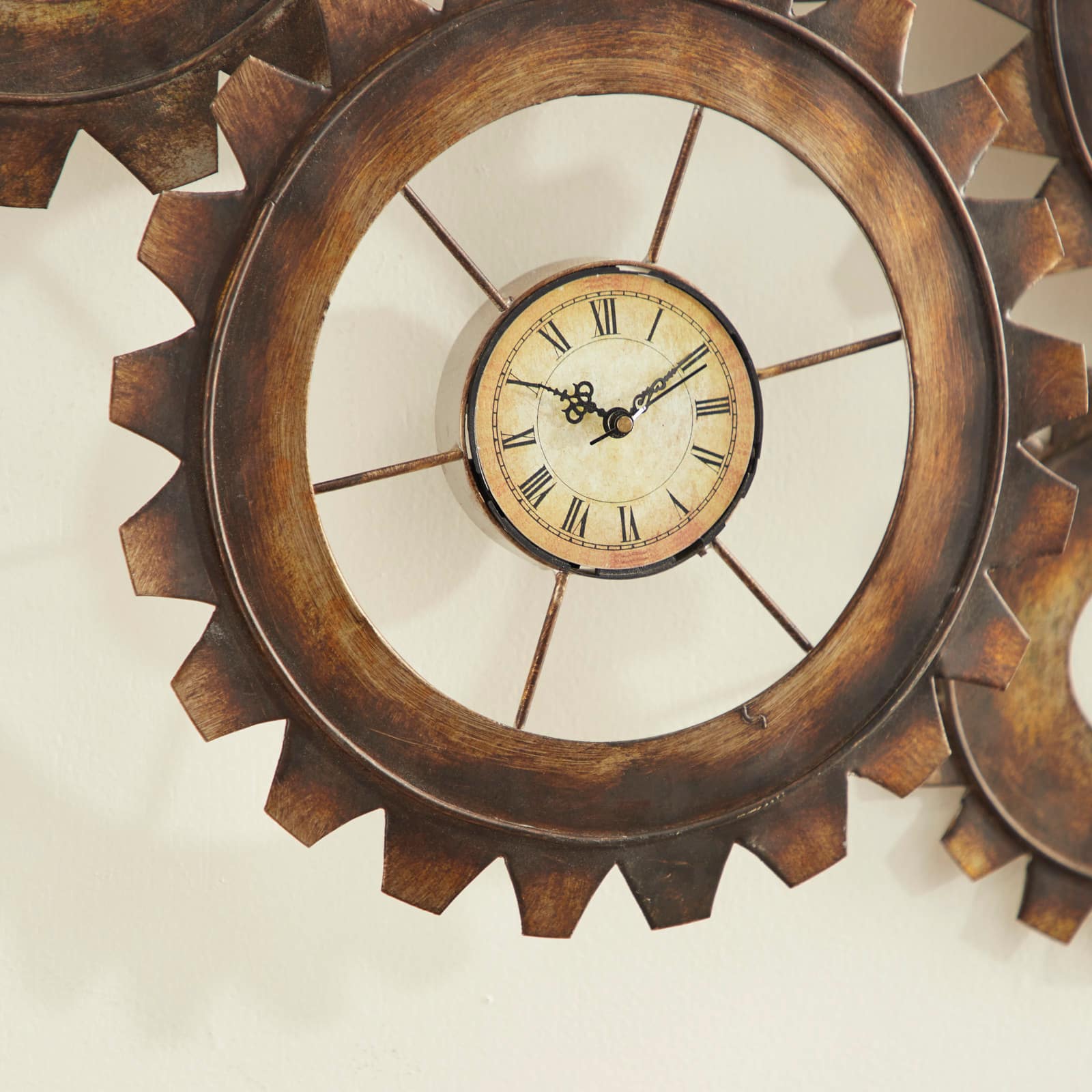 Brown Industrial Metal Wall Clock