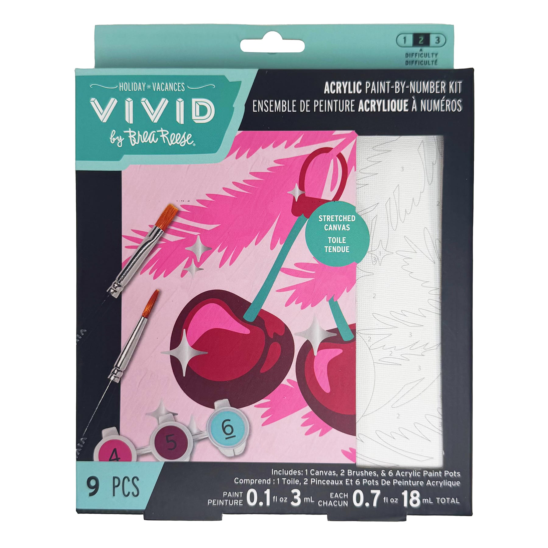 VIVID by Brea Reese&#xAE; Cherry Christmas Tree Acrylic Paint-by-Number Kit