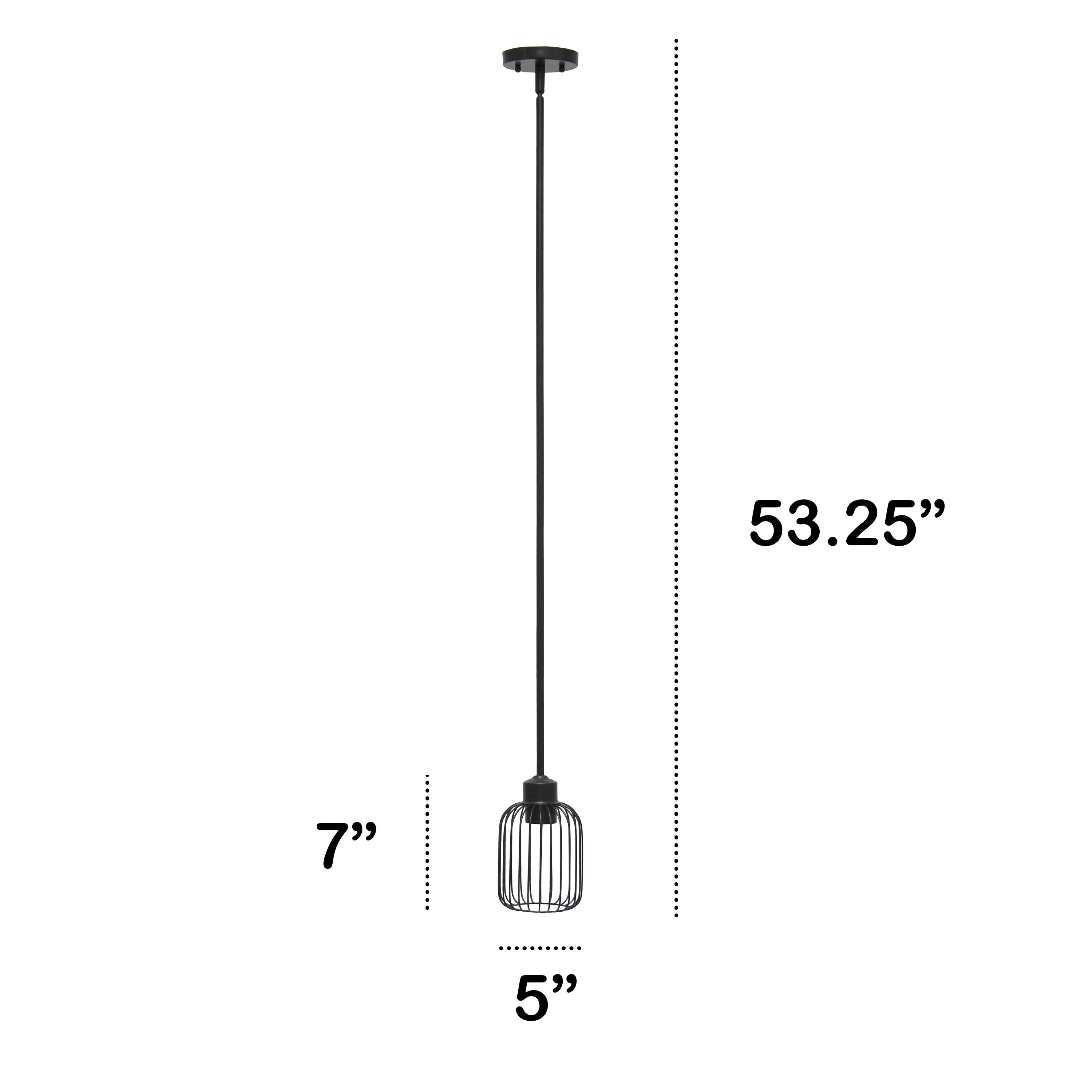 Lalia Home Ironhouse 7&#x22; Black 1-Light Metal Caged Mini Pendant
