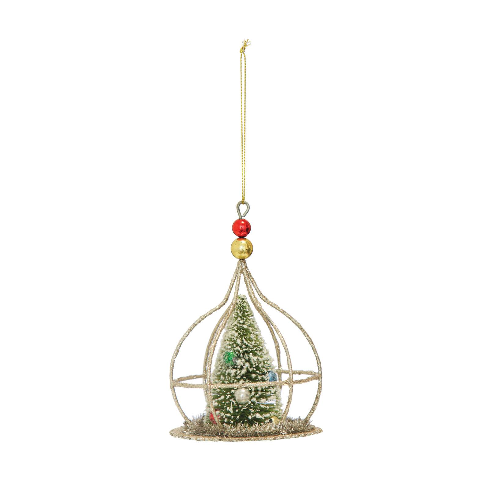 Hello Honey&#xAE; Sisal Glitter &#x26; Faux Snow Christmas Tree Ornament