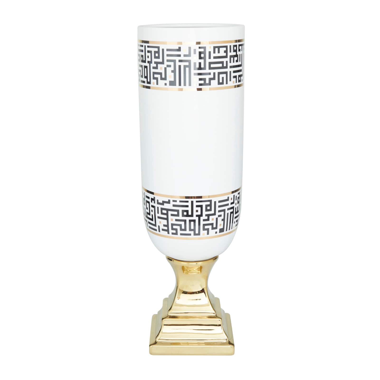 White Dolomite Glam Vase, 21 x 7 x 7 By Ivory And Iris