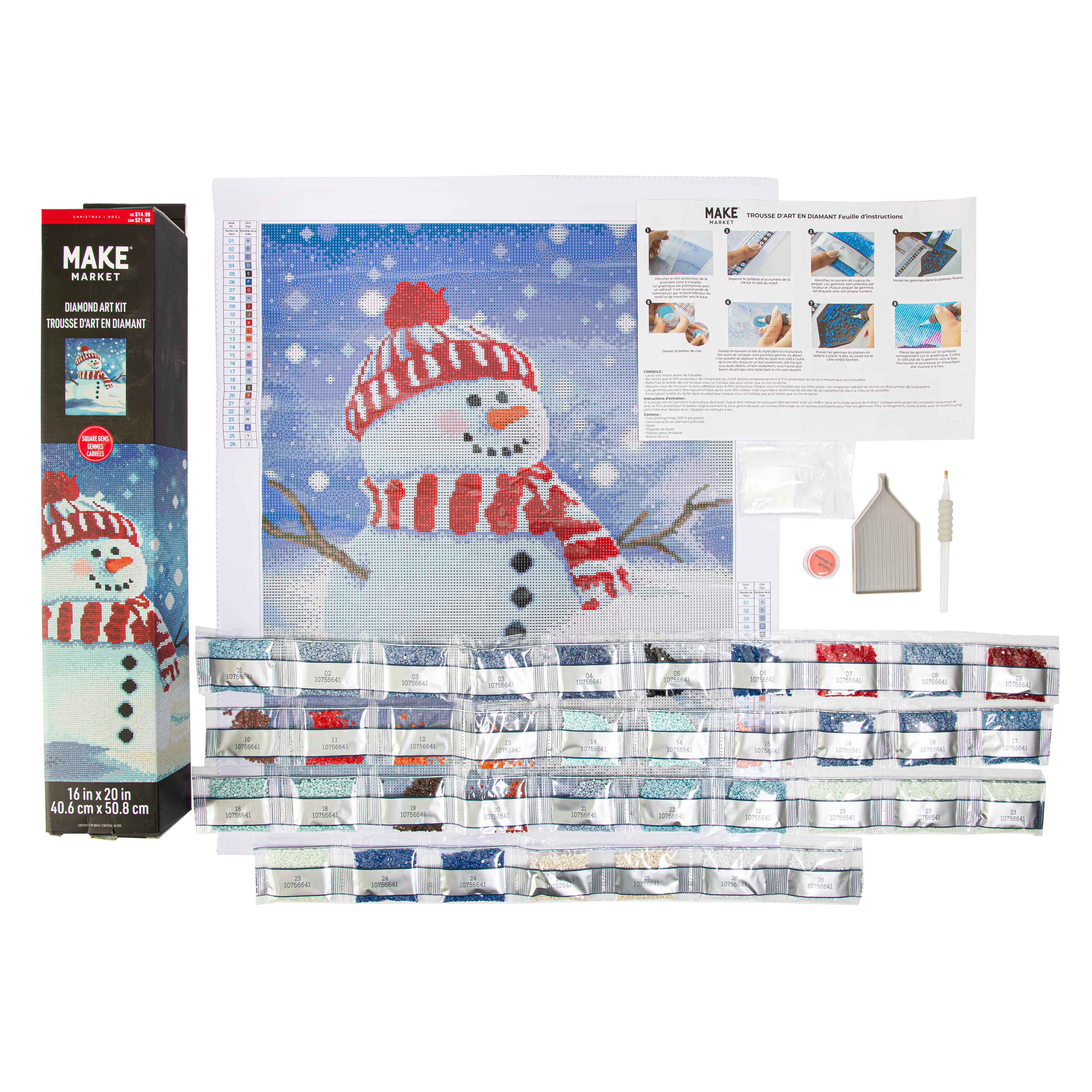 16&#x22; x 20&#x22; Snowman Diamond Art Kit by Make Market&#xAE;