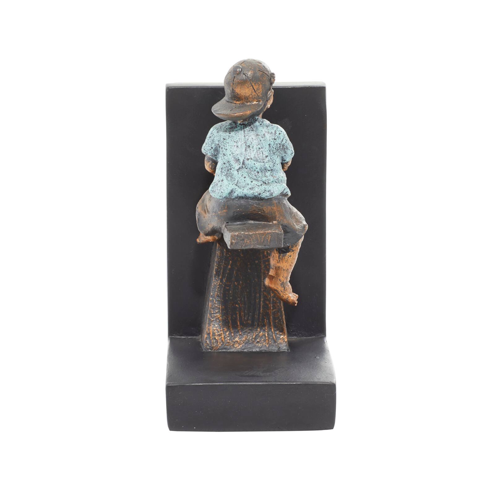8&#x22; Brown Polystone Playing Children Bookends