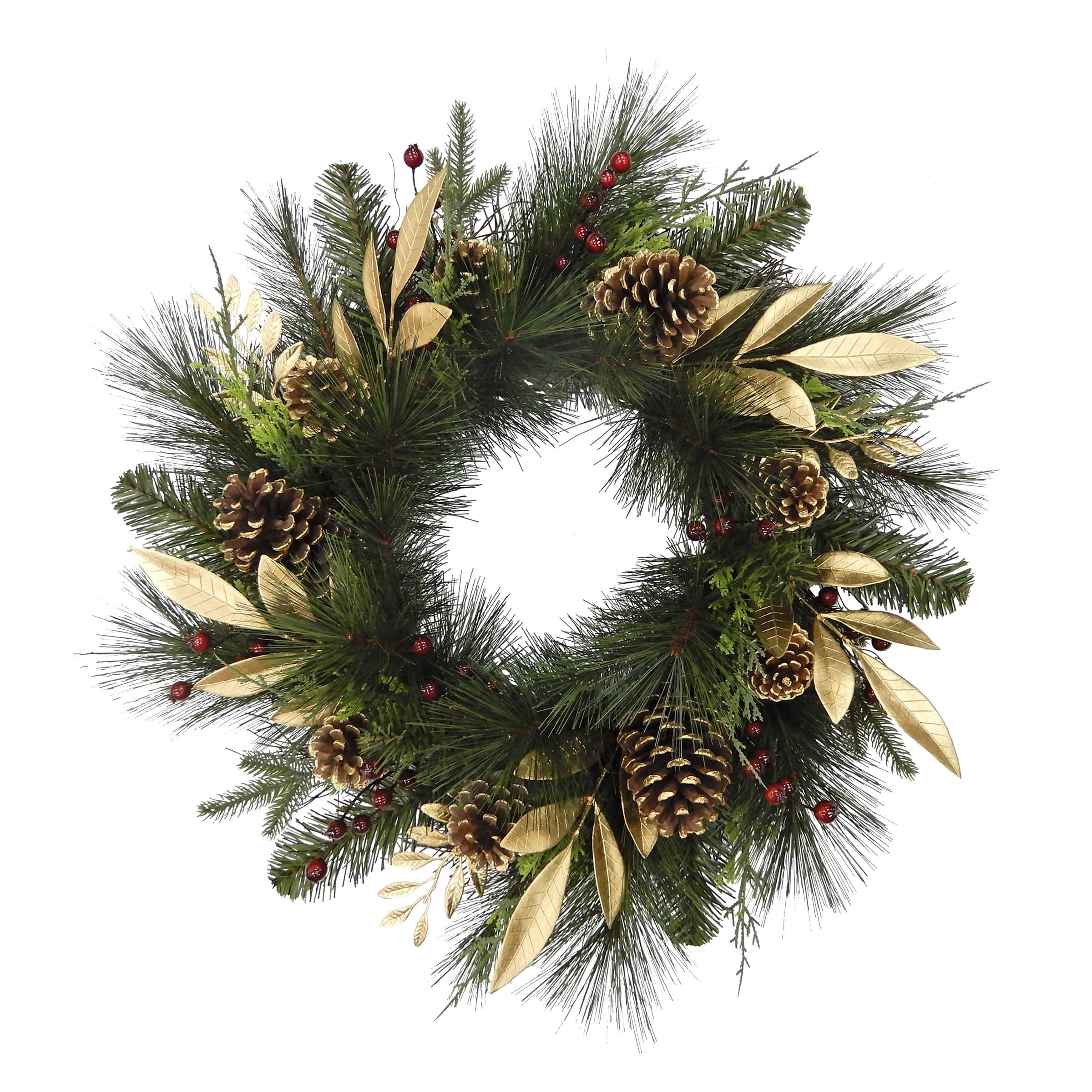 25&#x22; Gold Leaf &#x26; Pinecone Wreath by Ashland&#xAE;