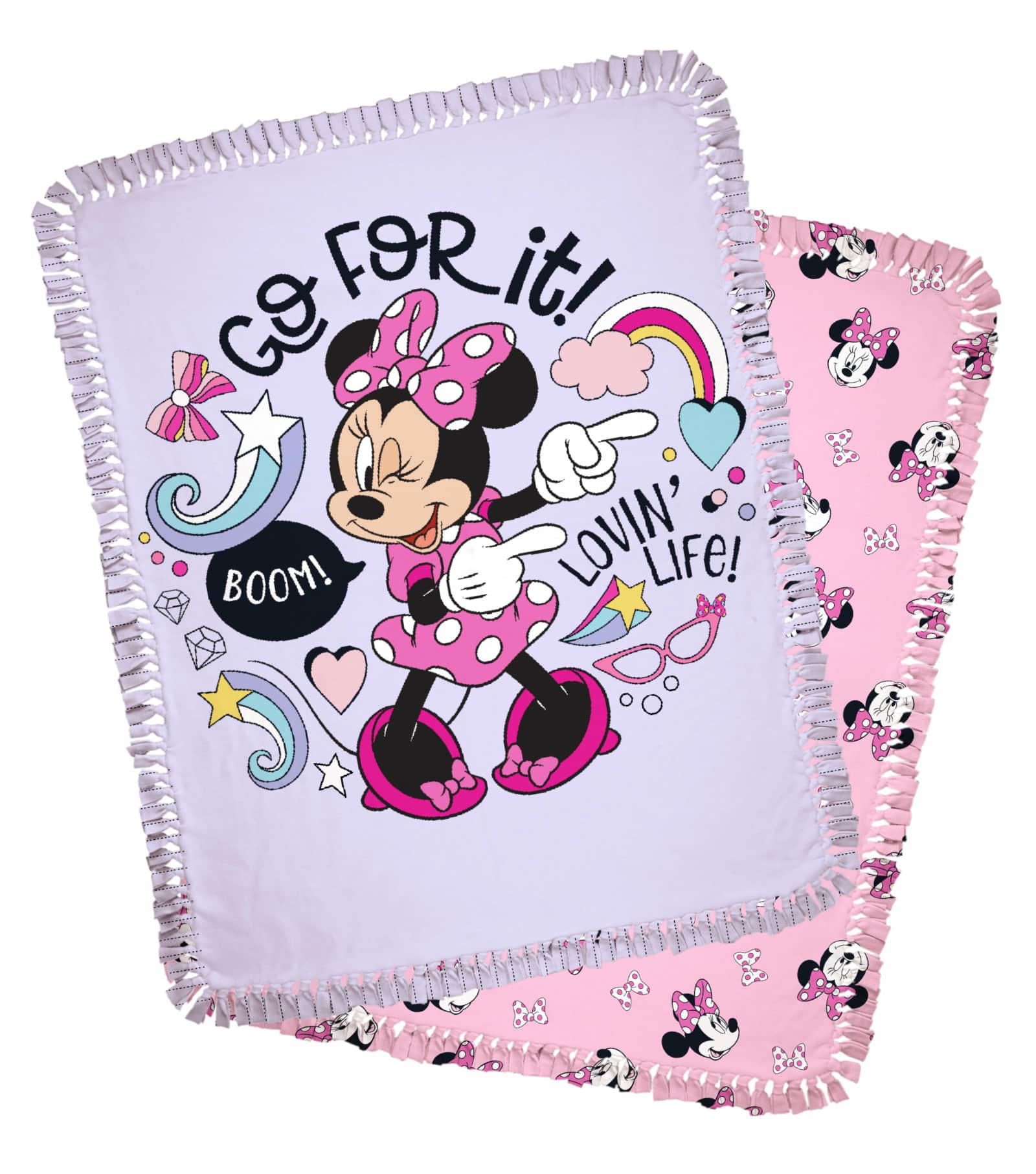 Disney® 48" Minnie Mouse Go For It! No Sew Fleece Throw Kit