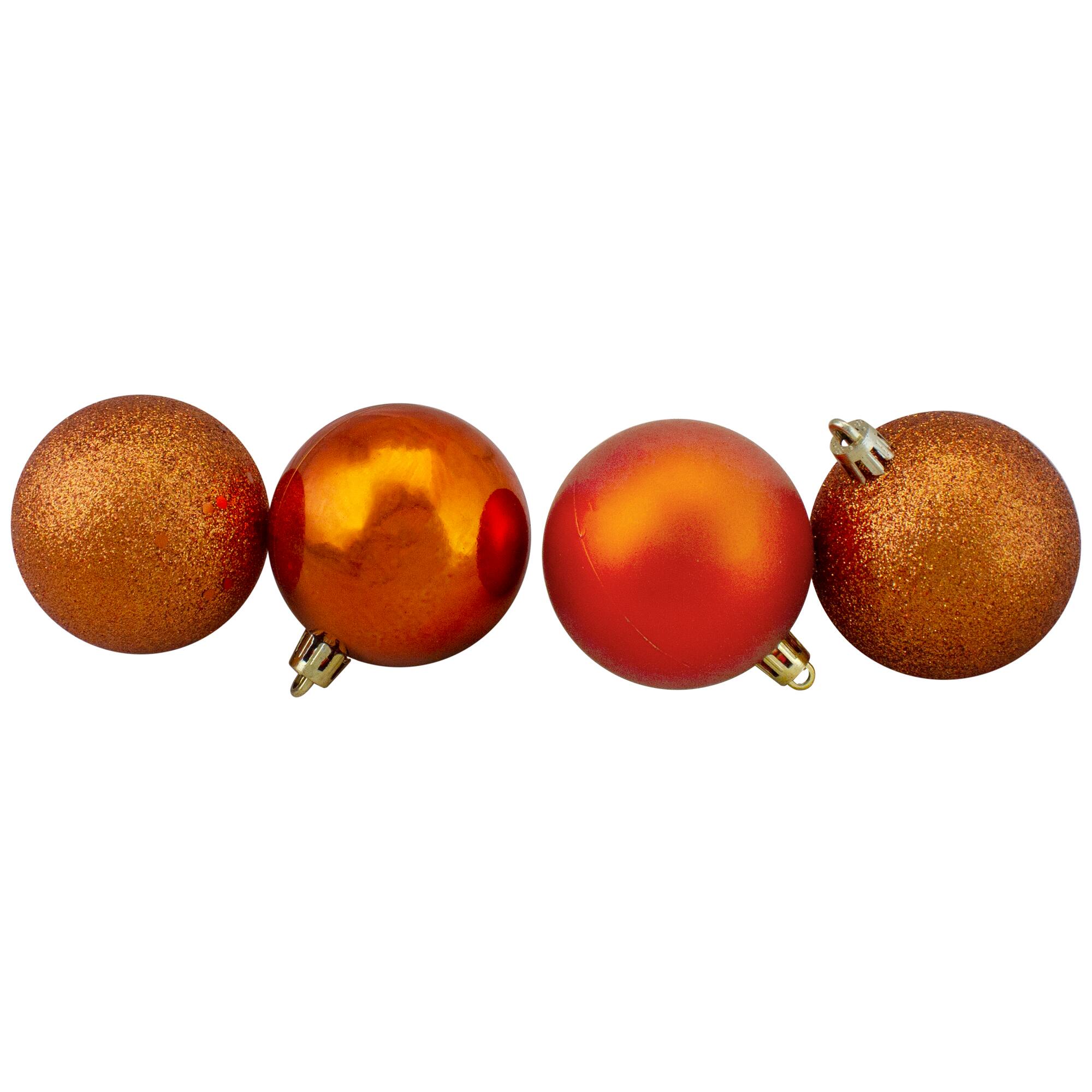 24ct. 2.5" Orange 4-Finish Shatterproof Christmas Ball Ornaments