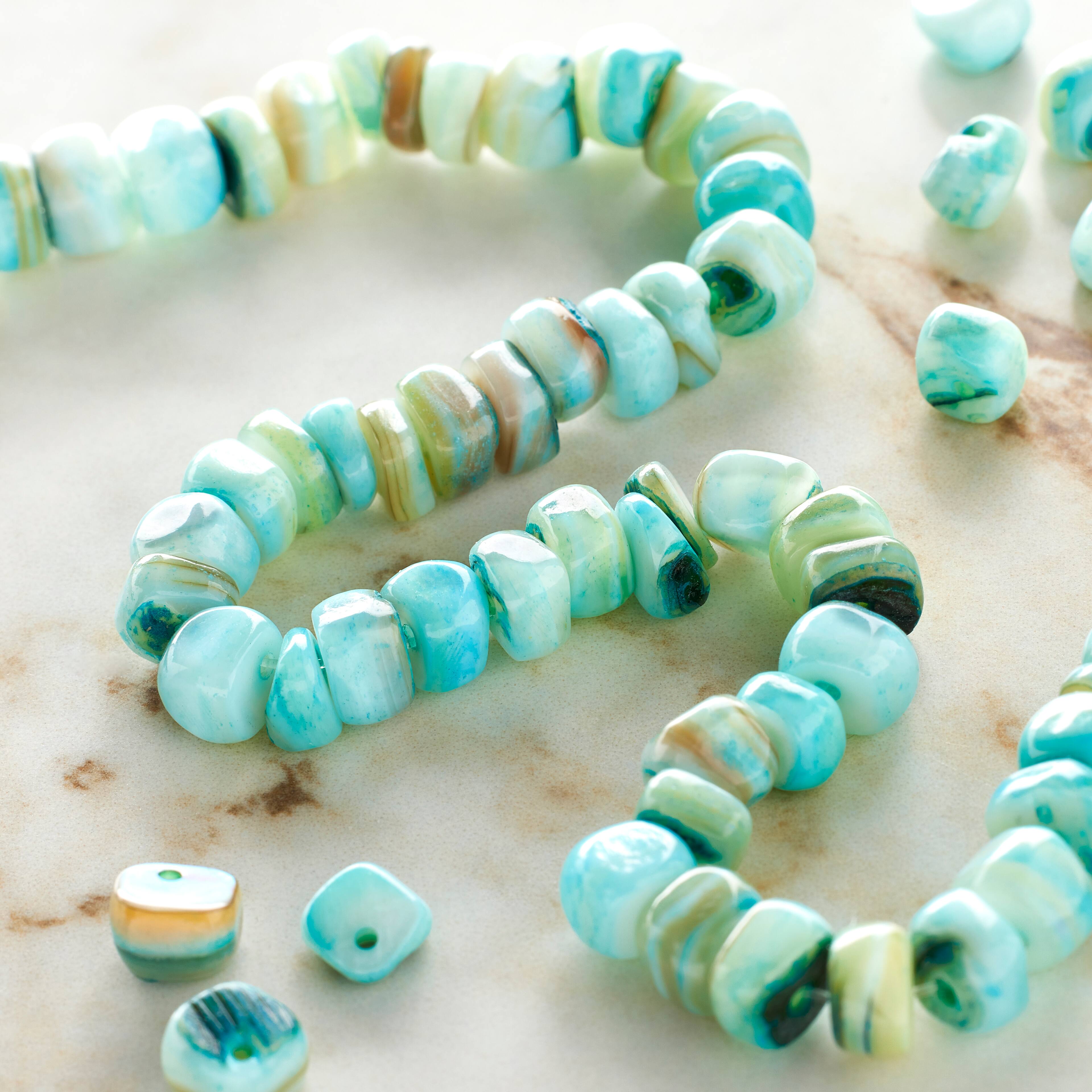 12 Pack: Aqua Shell Chip Beads, 5mm by Bead Landing&#x2122;