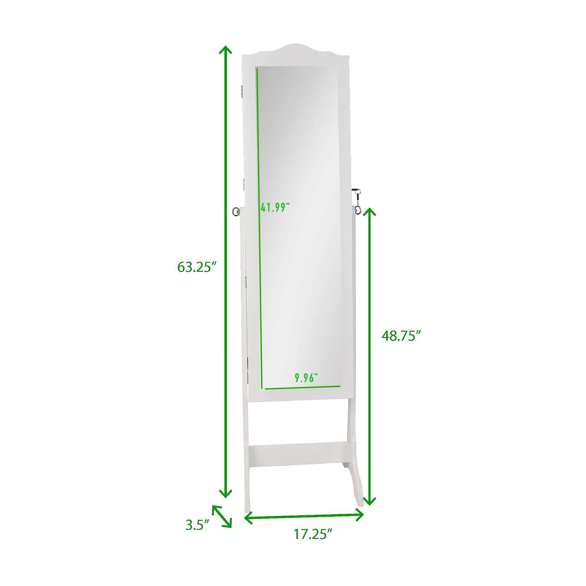 Mind Reader White Jewelry Organizer Armoire with Full-Length Body Vanity Mirror