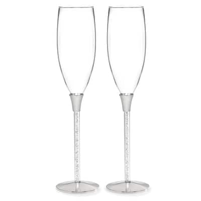 Toasting Flutes with Crystal-Filled Stems