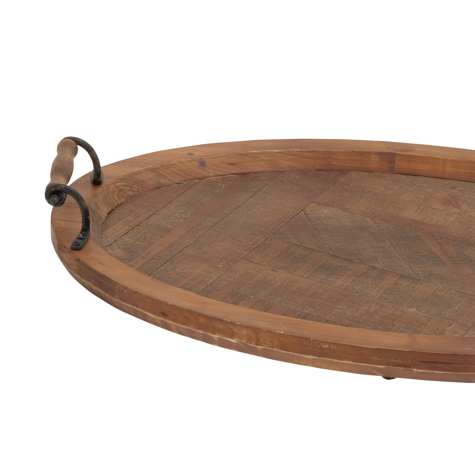 29&#x22; Natural Brown Wood Rustic Tray