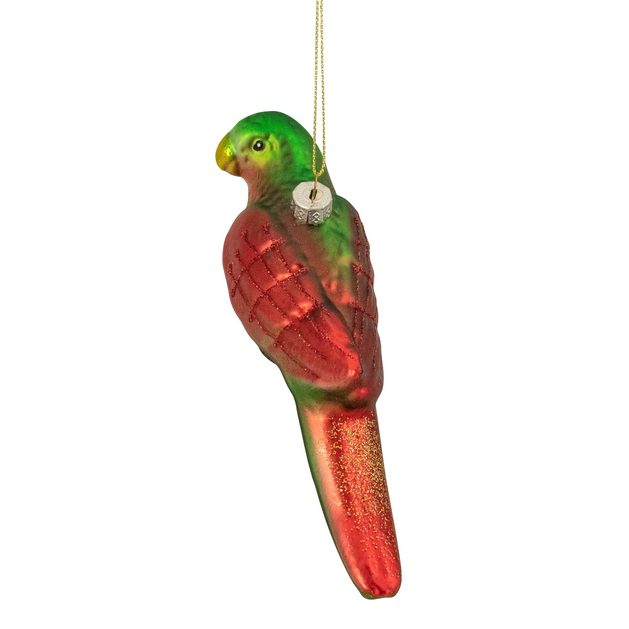 Yellow and Red Matte Parrot Glass Ornament