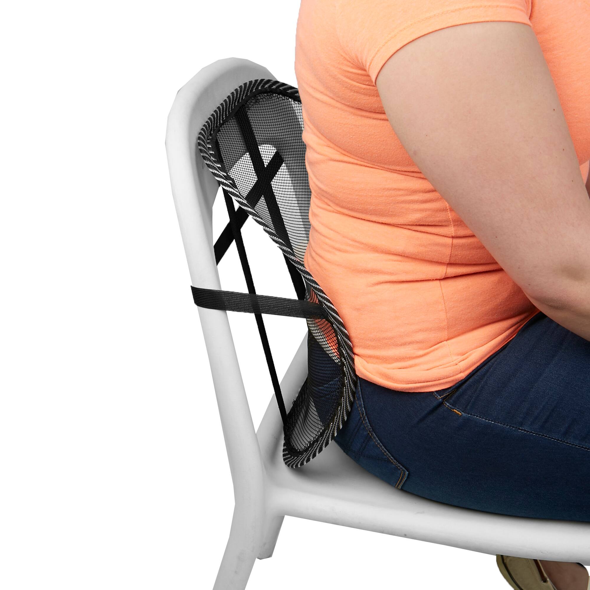 Mind Reader Black Mesh Lumbar Support Adjustable Cushion Set