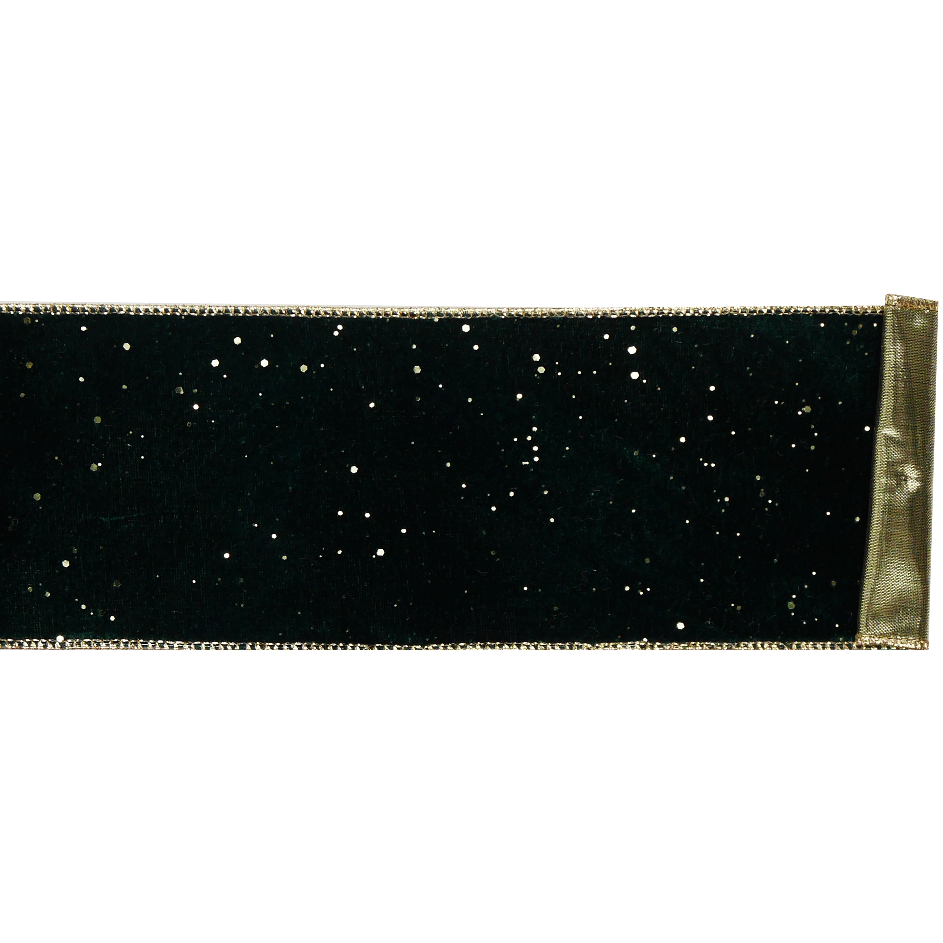 3.5&#x22; x 25ft. Green &#x26; Gold Wired Velvet Ribbon by Celebrate It&#xAE;