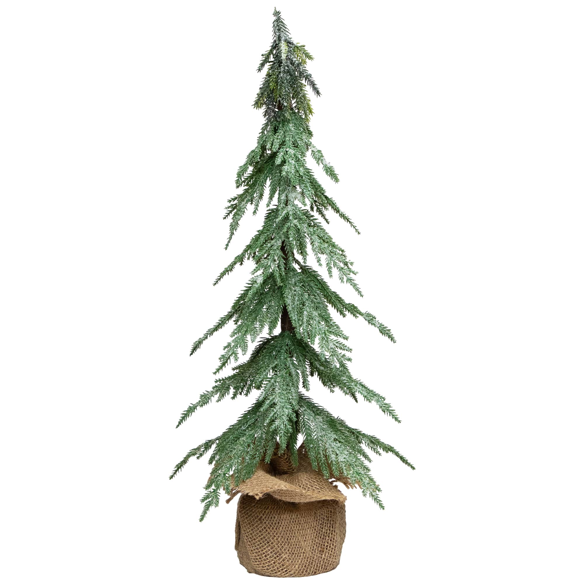 24" Unlit Mini Icy Pine Christmas Tree in Burlap Base 
