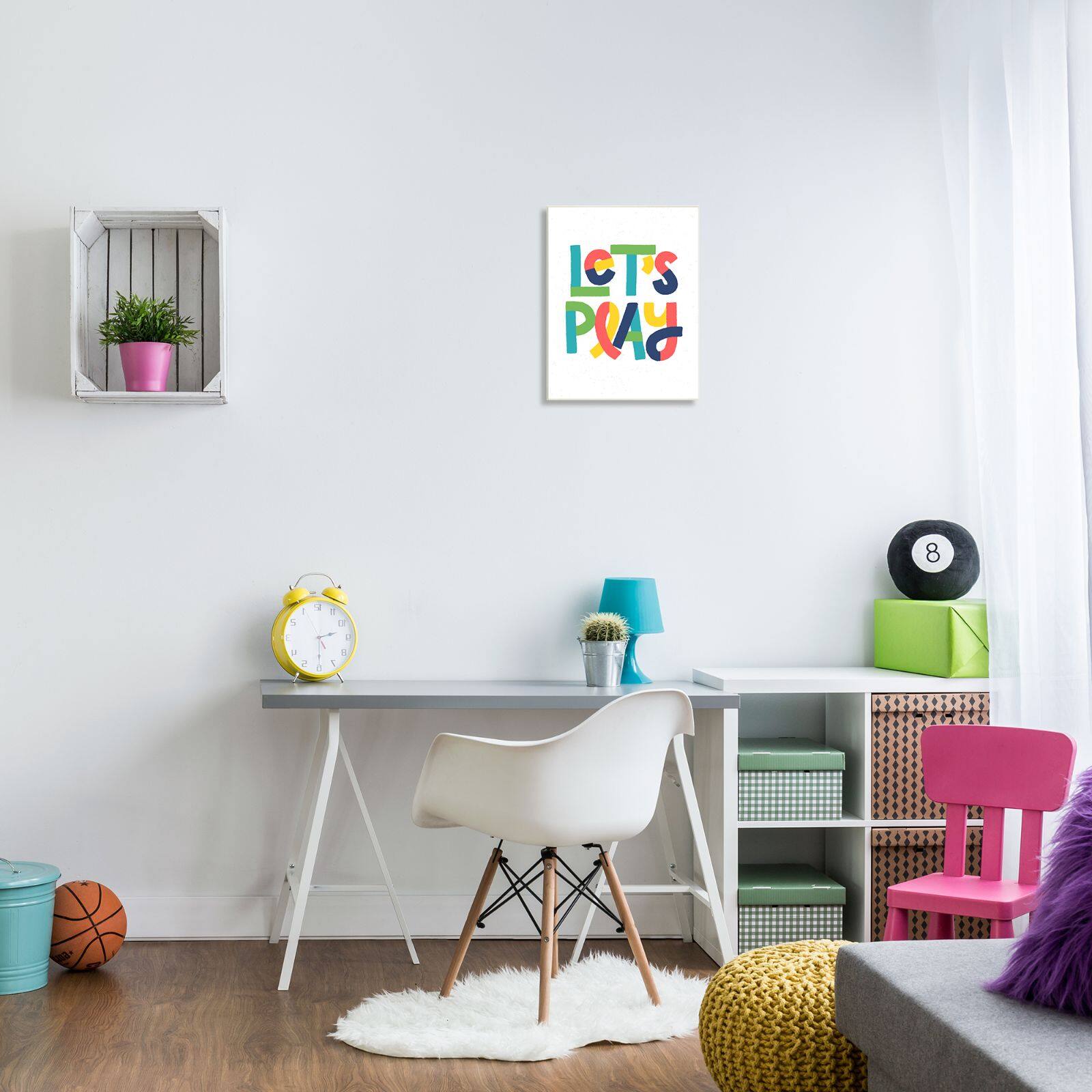 Stupell Industries Let&#x27;s Play Motivational Kids&#x27; Phrase Bold Playful Typography Wall Plaque